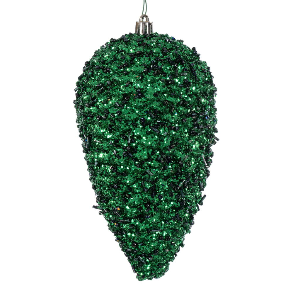 7” Green Glitter Pinecone 4/Bag