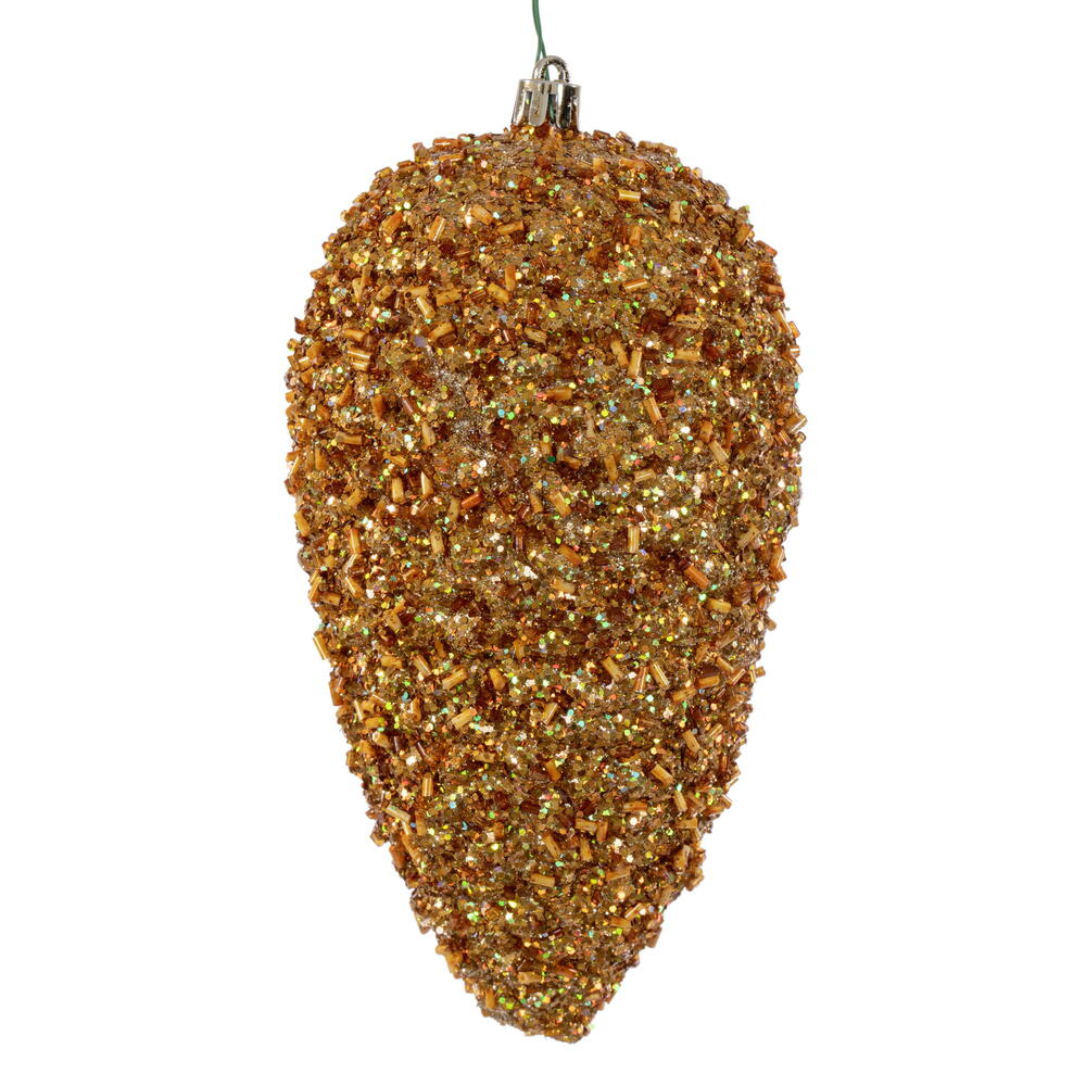 7” Gold Glitter Pinecone 4/Bag