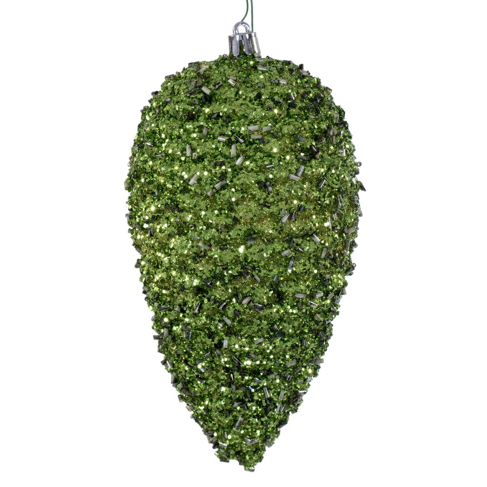 7” Olive Glitter Pinecone 4/Bag
