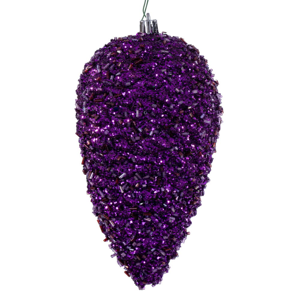 7” Plum Glitter Pinecone 4/Bag