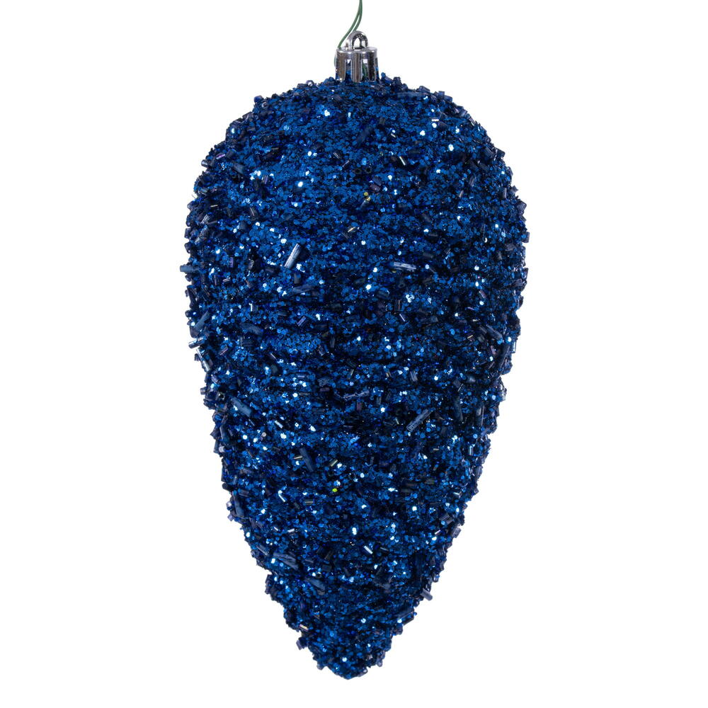 7” Midnight Blue Glitter Pinecone 4/Bag