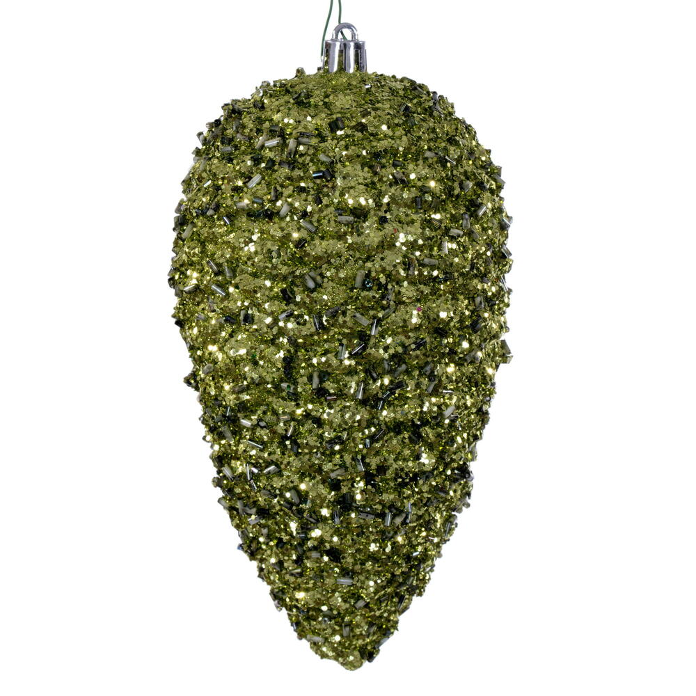 7” Lime Glitter Pinecone 4/Bag