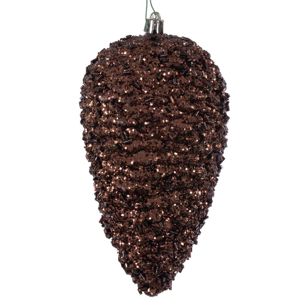 7” Mocha Glitter Pinecone 4/Bag