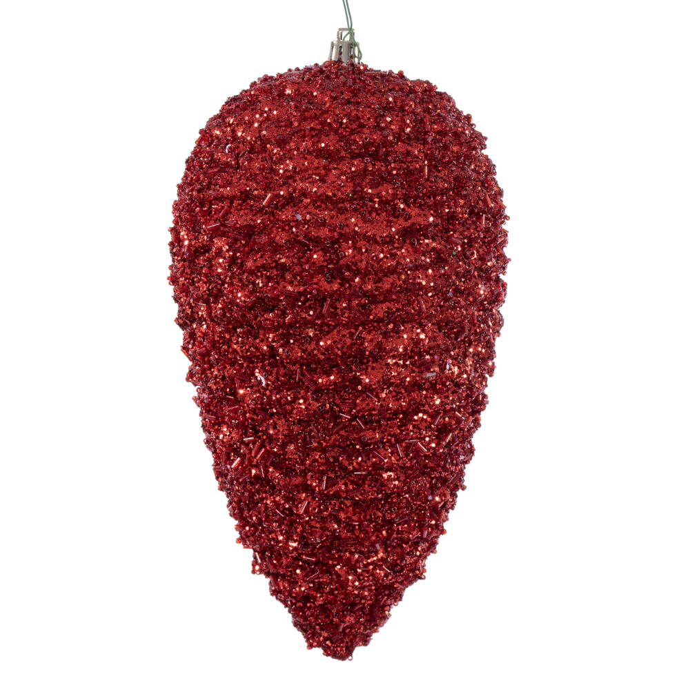 10” Red Glitter Pinecone 2/Bag