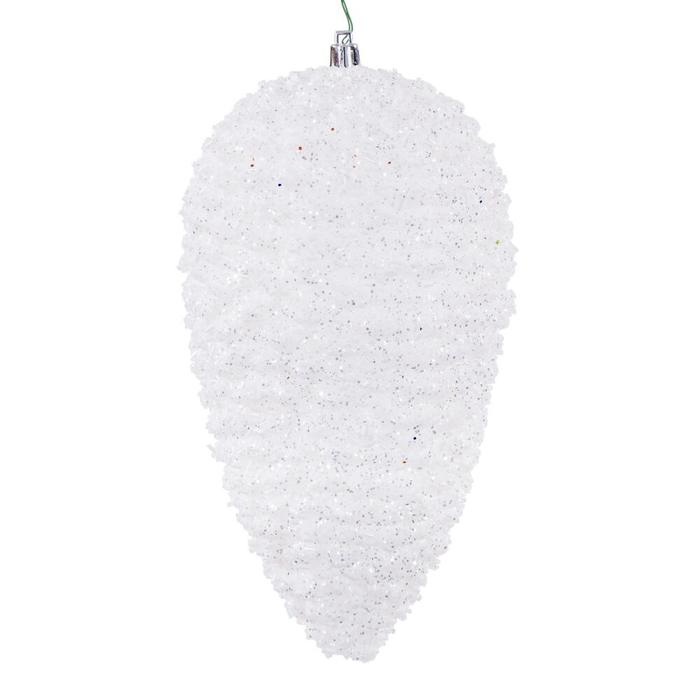 10” White Glitter Pinecone 2/Bag