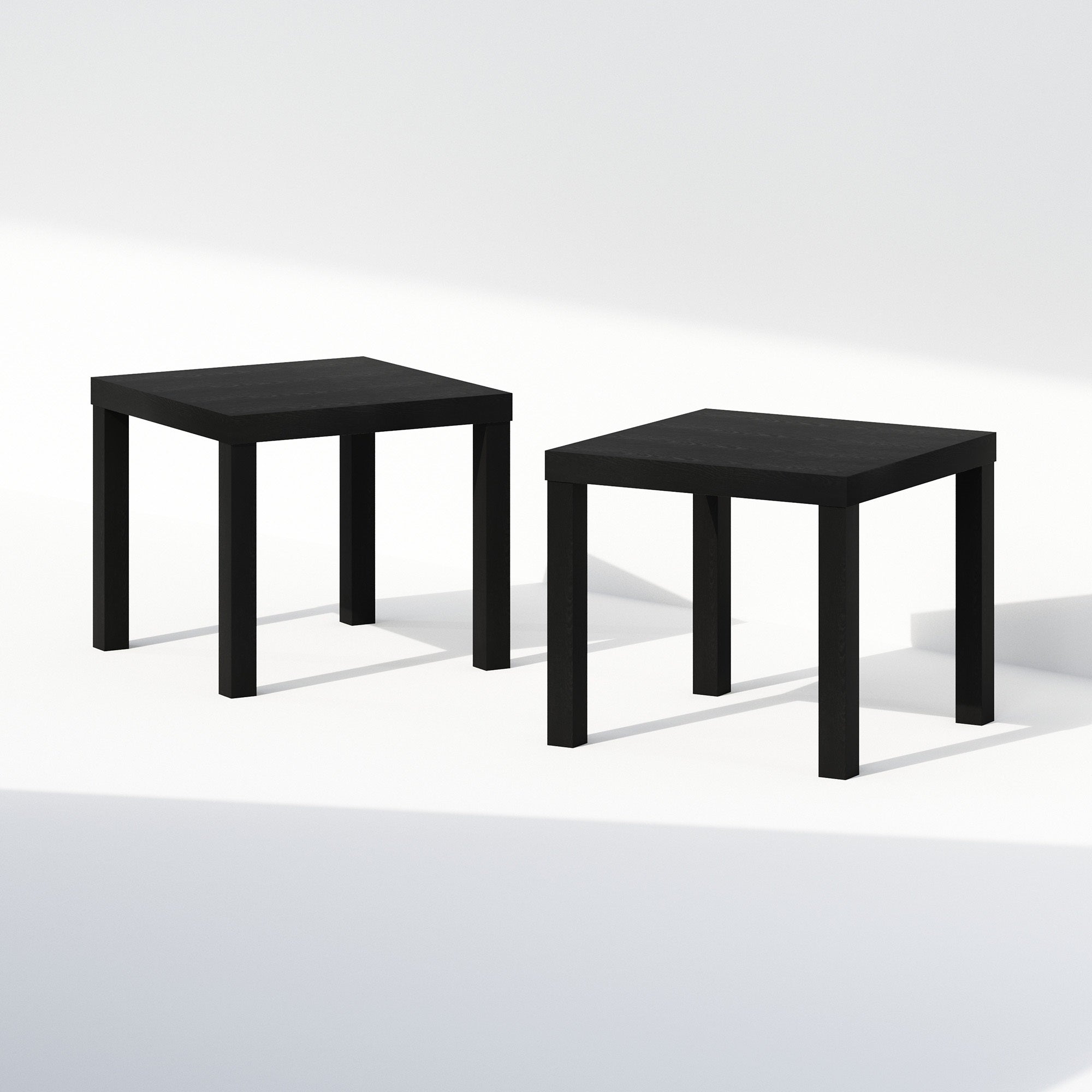 Furinno Simple Square Coffee Table, Side Table, Set of 2, Black