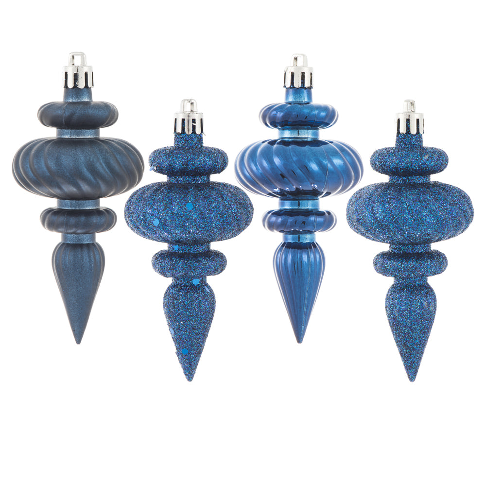 Vickerman 4” Midnt Blue Finial 4 Finish Asst 8/Bx - N500031