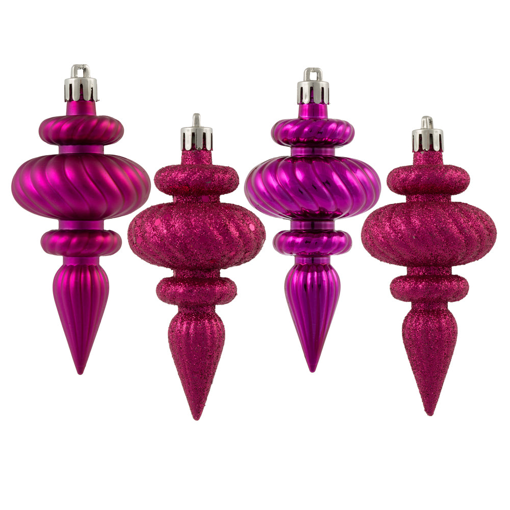 Vickerman 4” Fuchsia Finial 4 Finish Asst 8/Bx - N500070