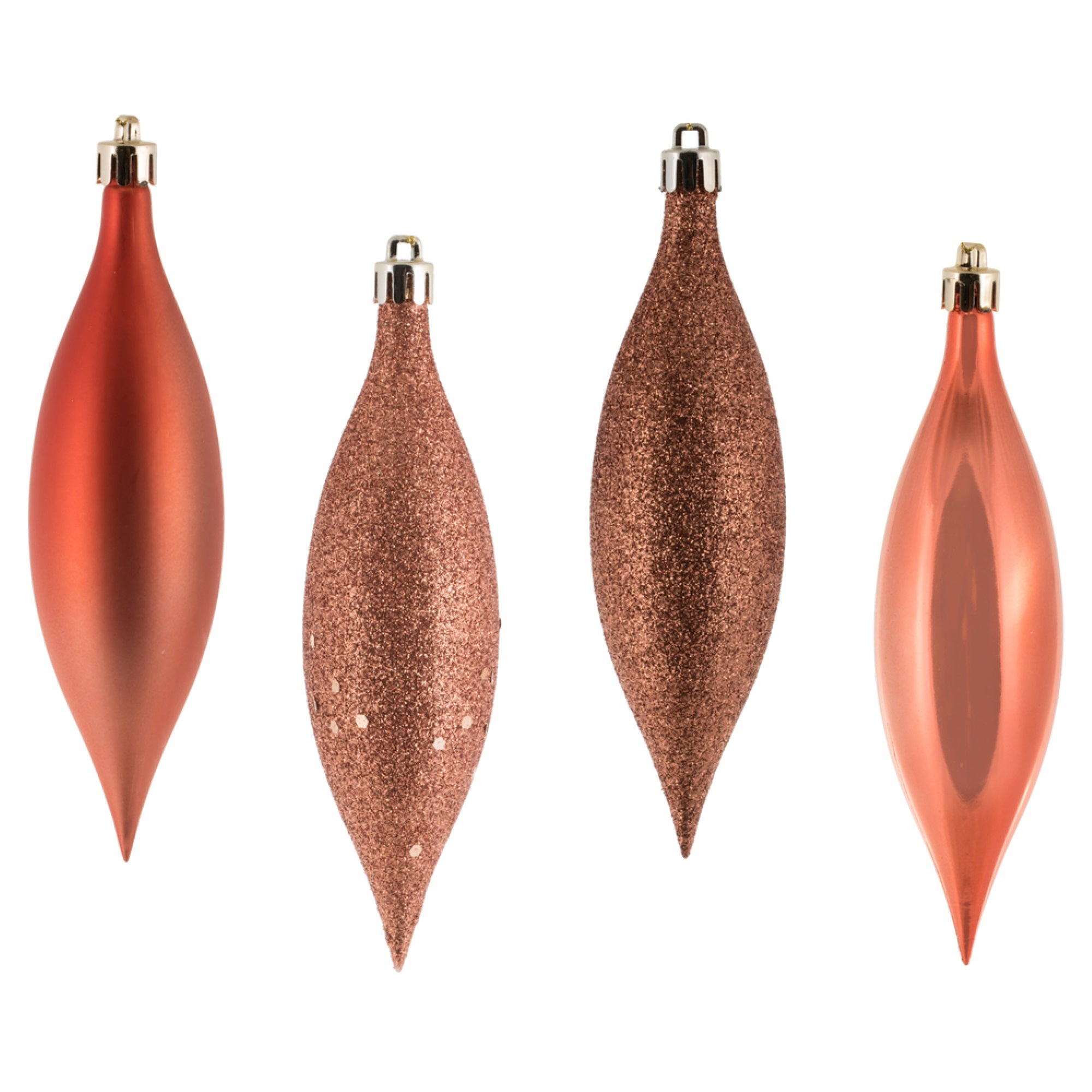 Vickerman 5.5” Coral Finial Drop Christmas Ornament Assorted 4 Finish 8 per Pack