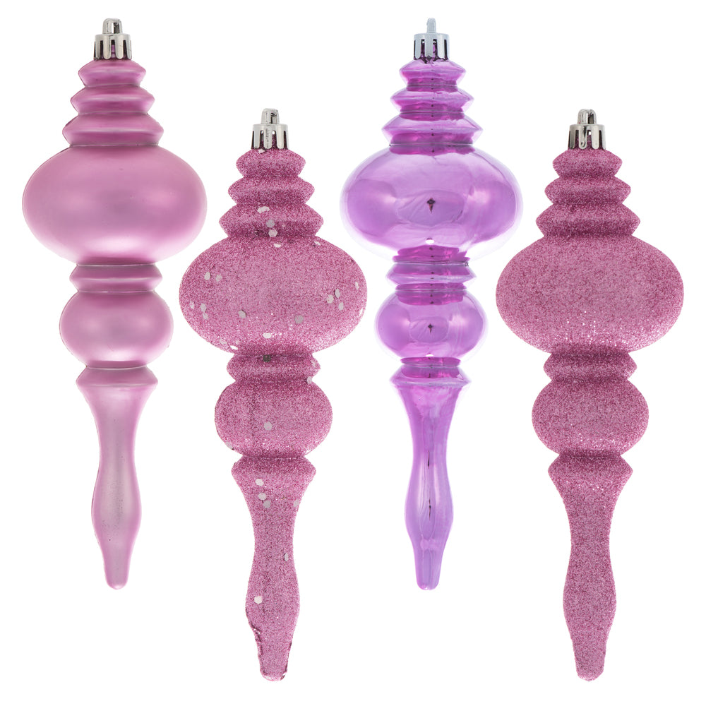 Vickerman 7” Pink Finial 4 Finish Asst 8/Bx - N500279