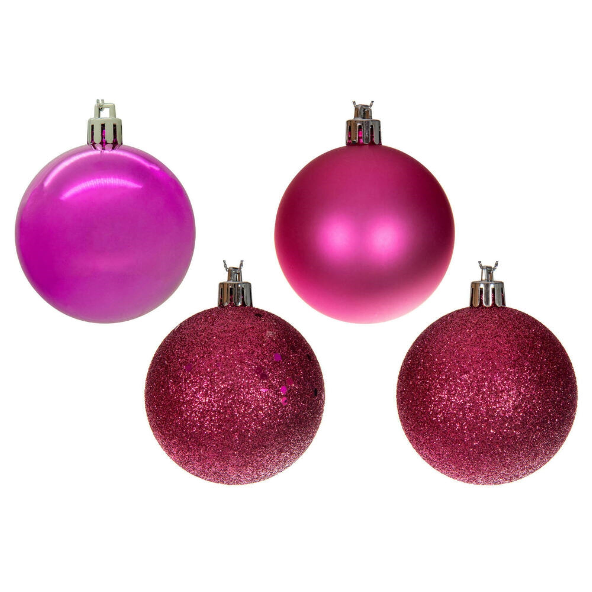 2.4” Hot Pink 4 Finish Orn Asst 24/Box