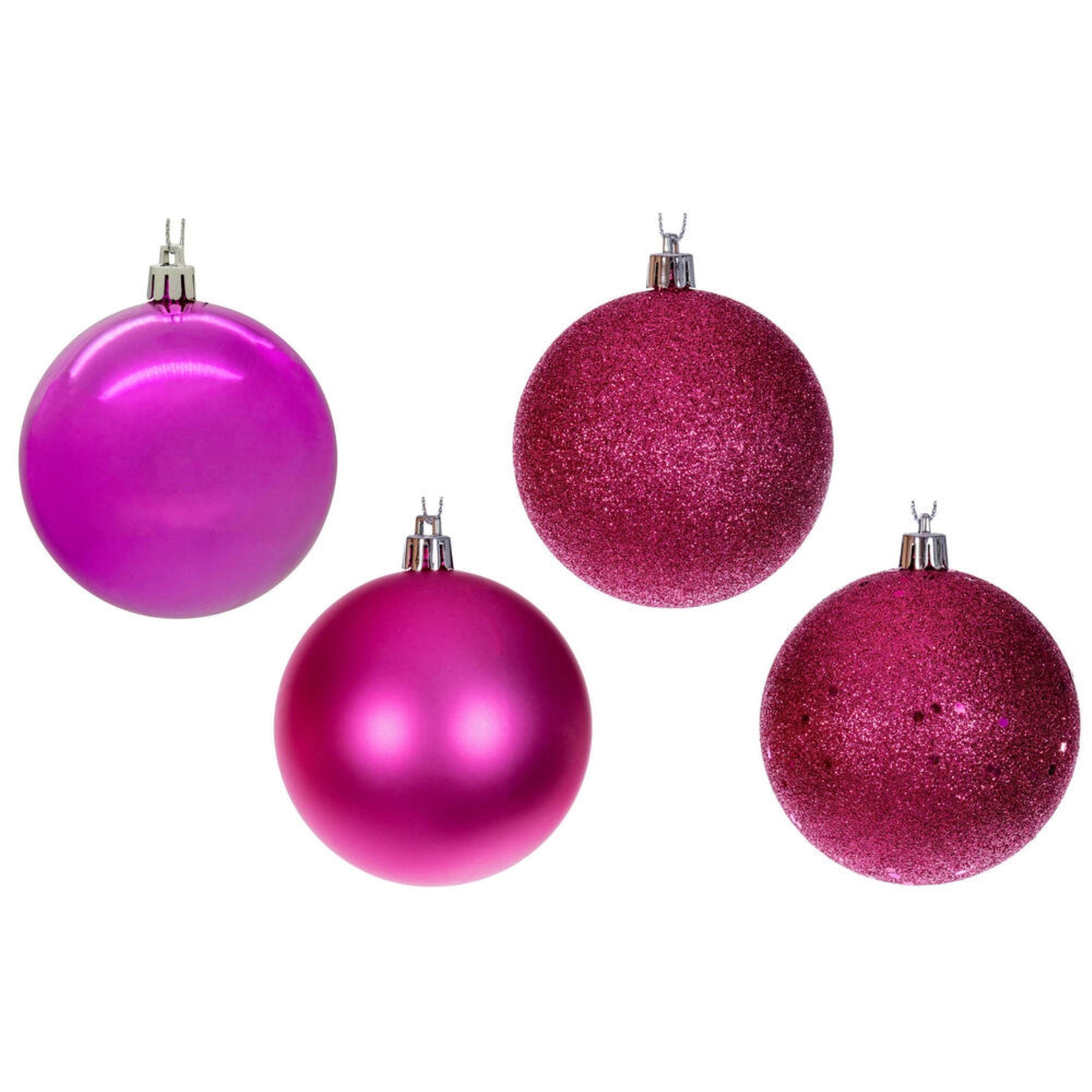 3” Hot Pink 4 Finish Orn Asst 16/Box