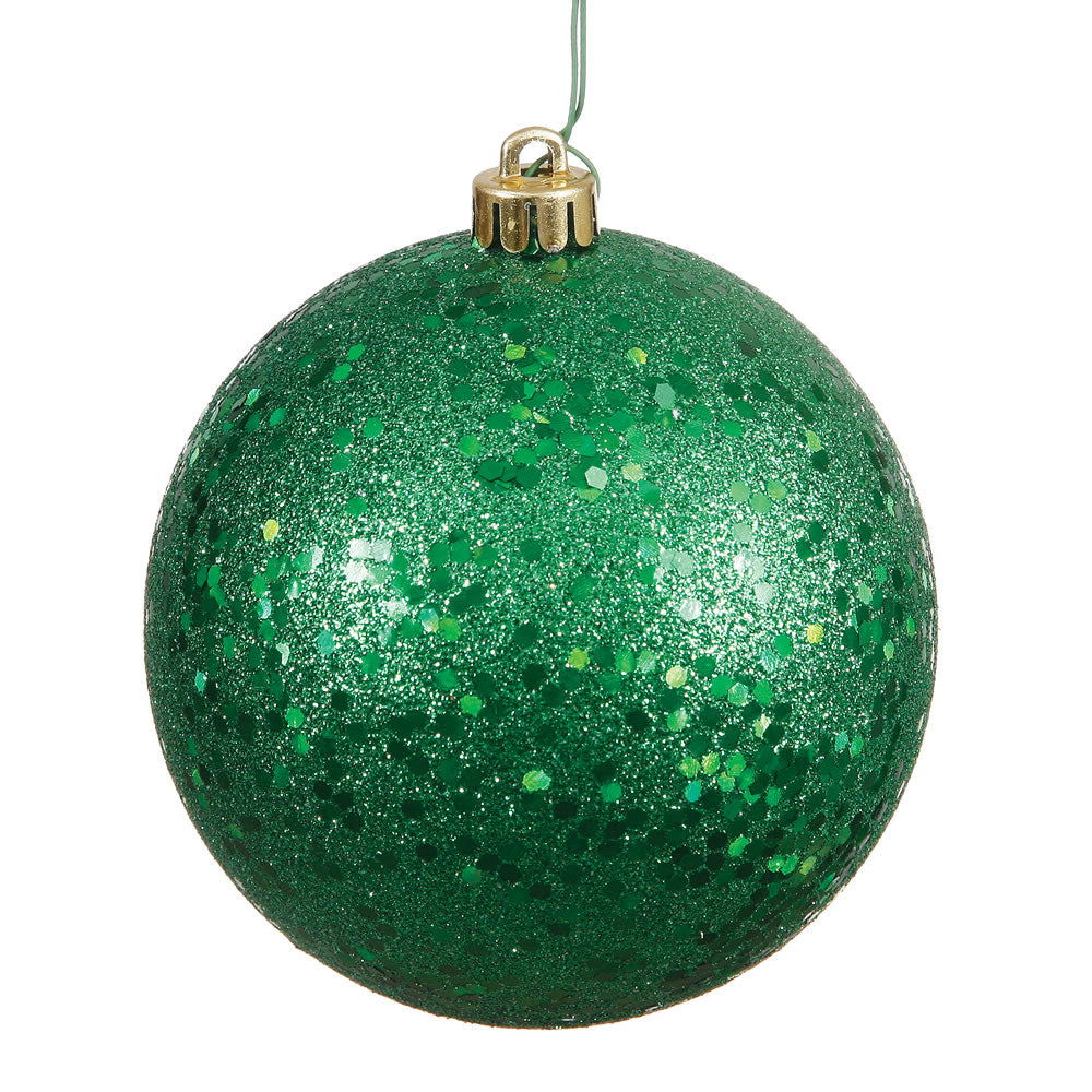 Vickerman 4″ Green Sequin Ball Drilled 6/Bag - N591004DQ