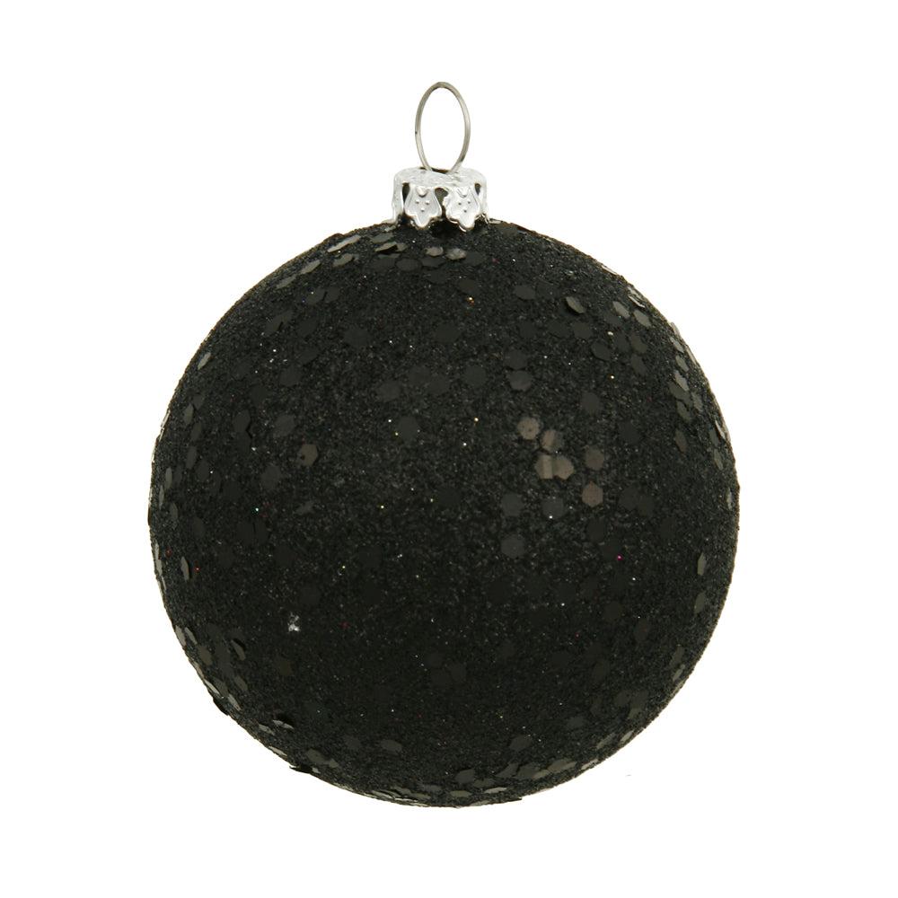 Vickerman 4″ Black Sequin Ball Drilled 6/Bag - N591017DQ