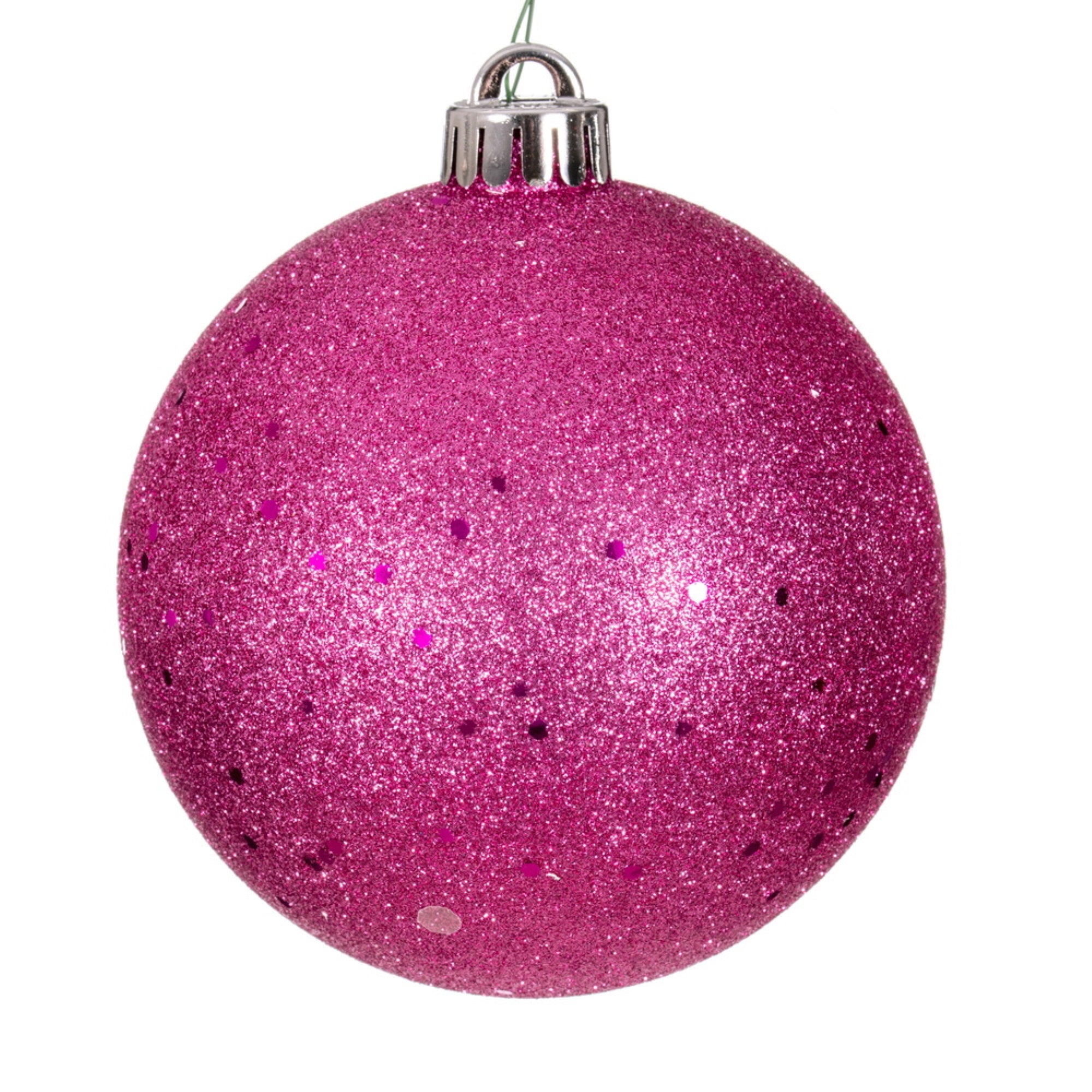 4” Hot Pink Sequin Ball Drilled 6/Bag