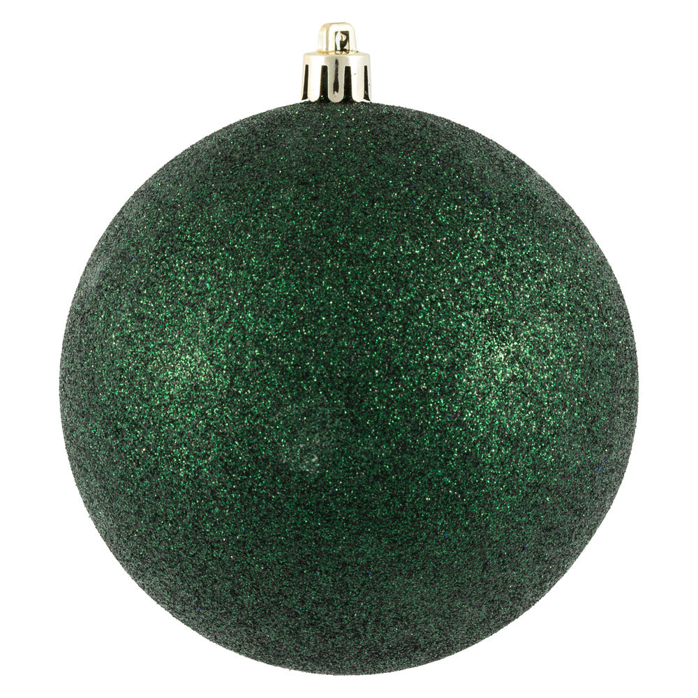 Vickerman 4” Midnt Green Glitter Ball Drilled 6/Bg - N591074DG