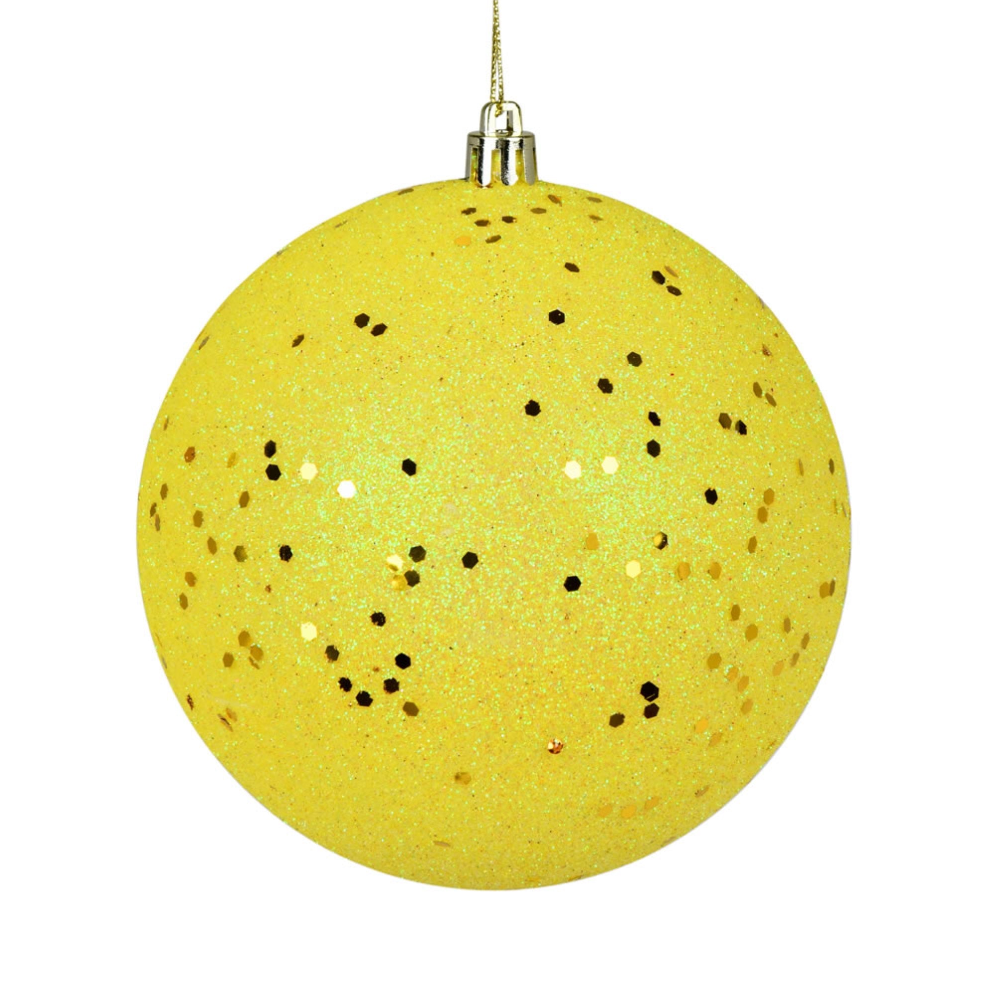 4” Yellow Sequin Ball Drilled 6/Bag