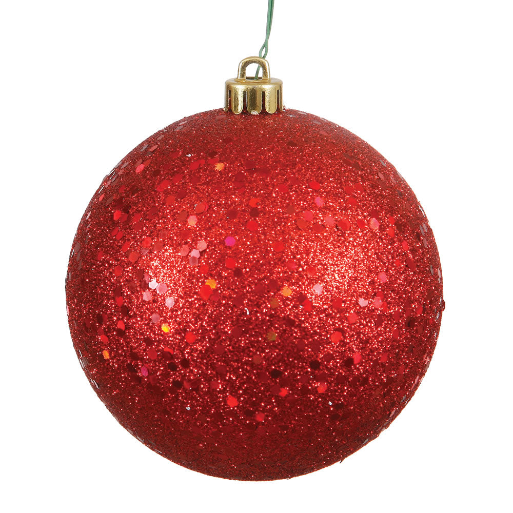Vickerman 4.75” Red Sequin Ball Drilled 4/Bag - N591203DQ