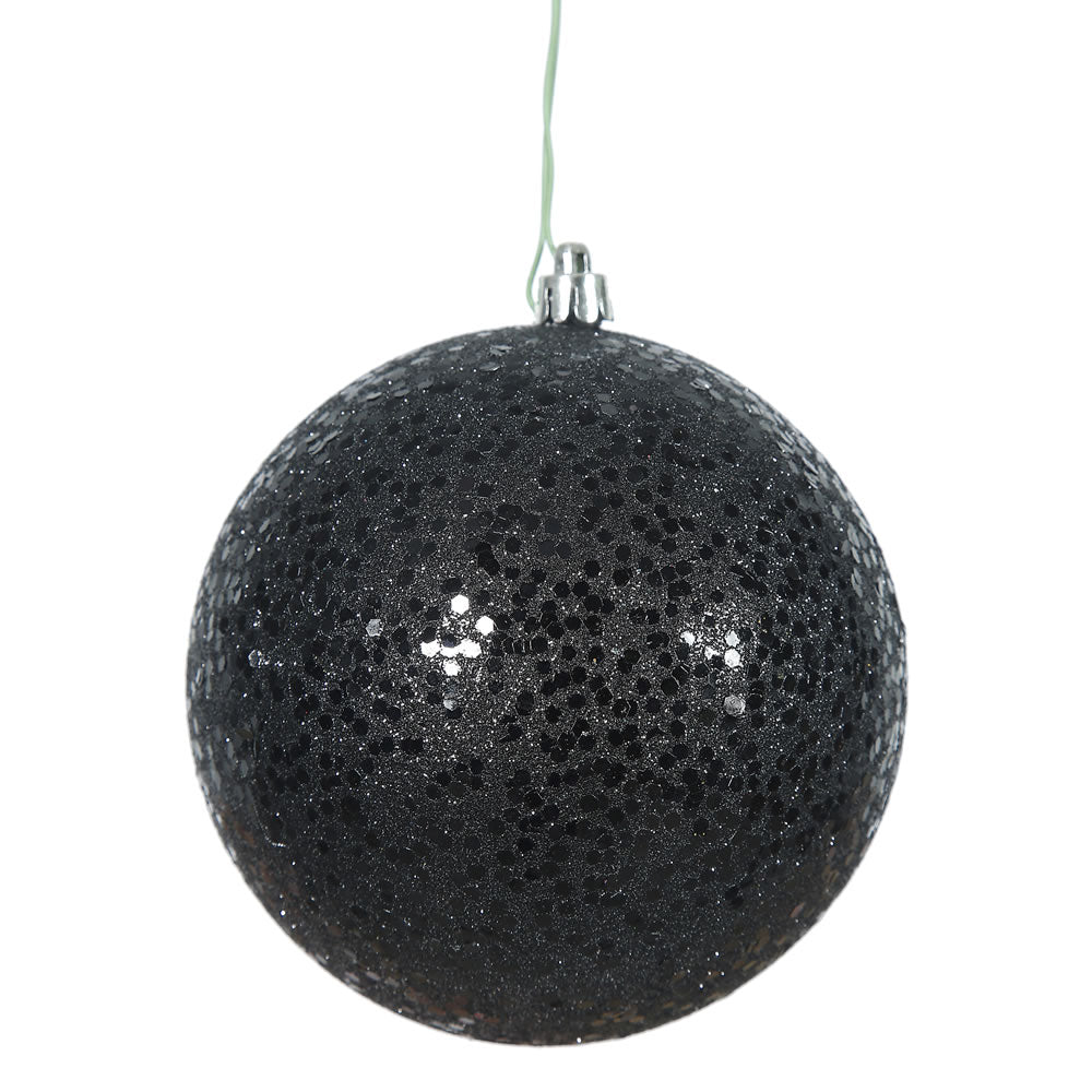 Vickerman 4.75” Black Sequin Ball Drilled 4/Bag - N591217DQ