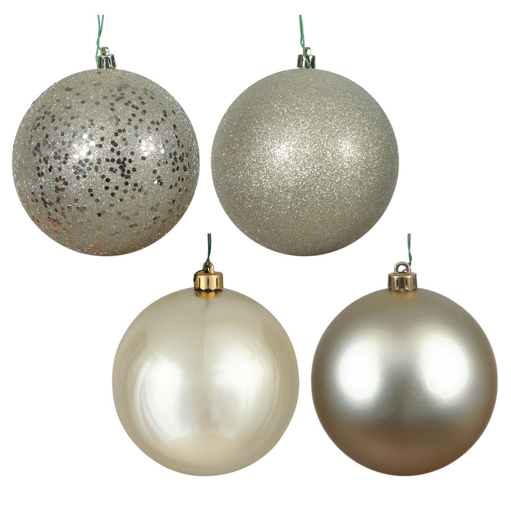 Vickerman 4.75″ Champagne 4 Finish Ball Asst 4/Box - N591238A
