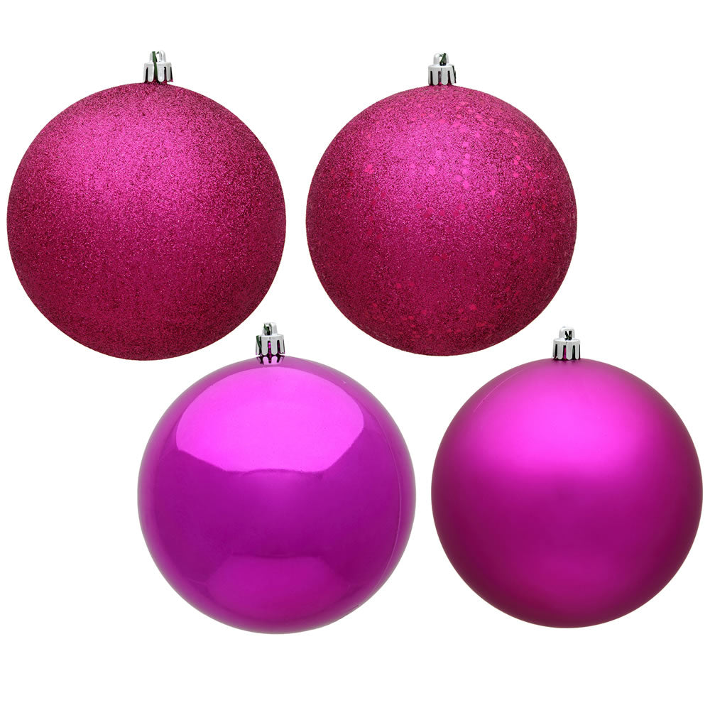 Vickerman 4.75” Fuchsia Ball 4 Finish Asst 4/Bx - N591270A
