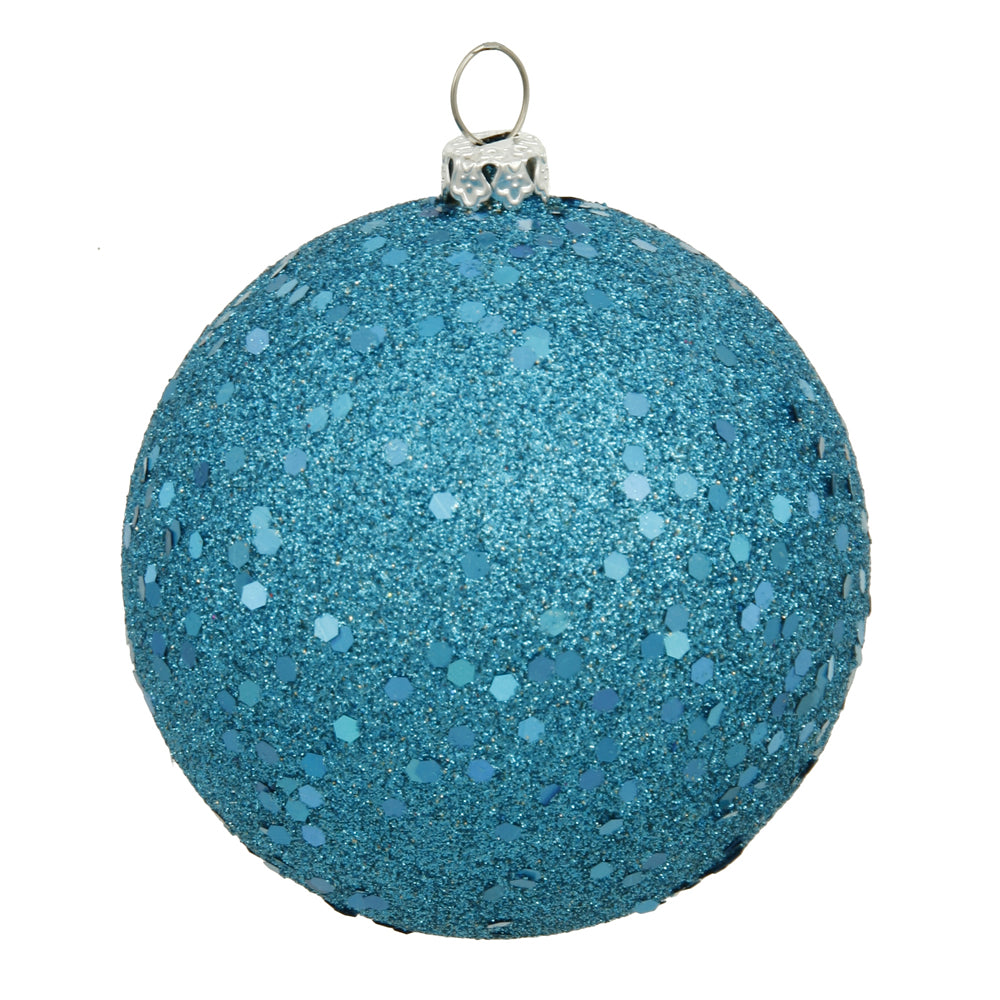 Vickerman 6″ Turquoise Sequin Ball Drilled 4/Bag - N591512DQ
