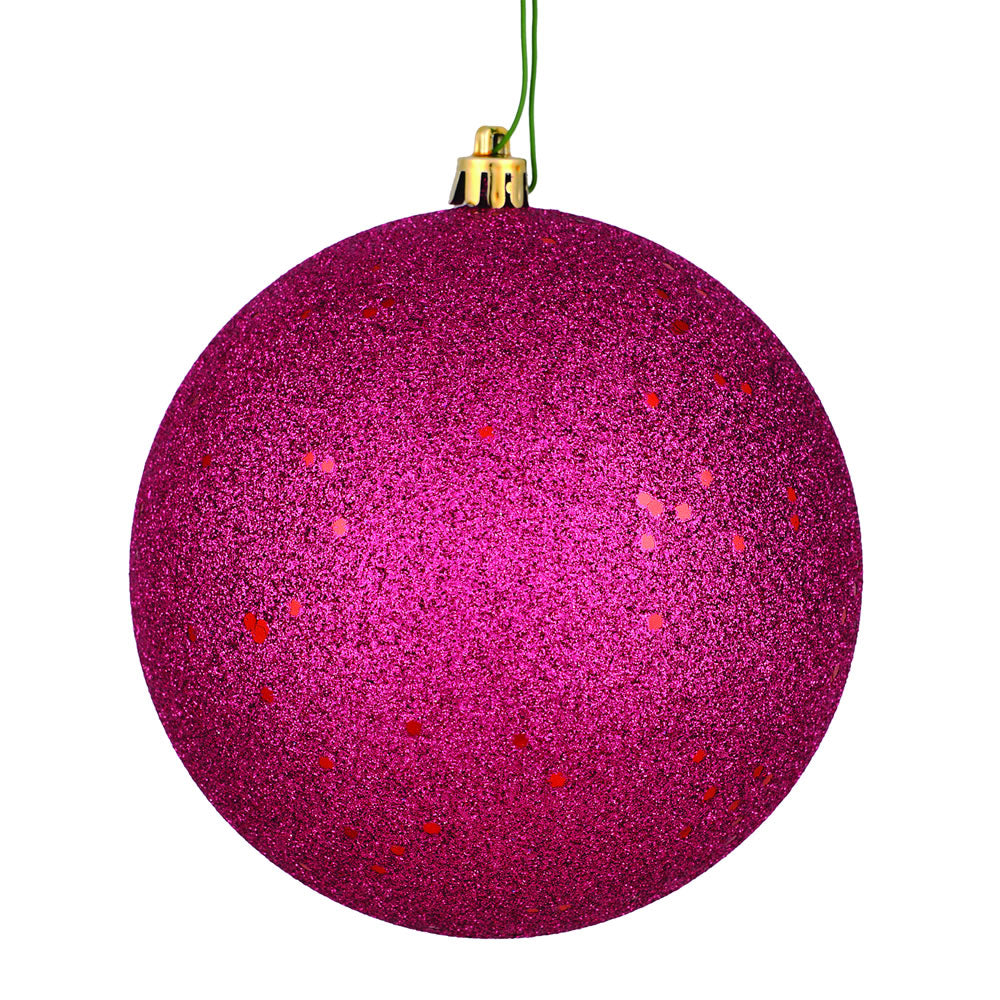 Vickerman 6” Berry Red Sequin Ball Drilled 4/Bag - N591521DQ