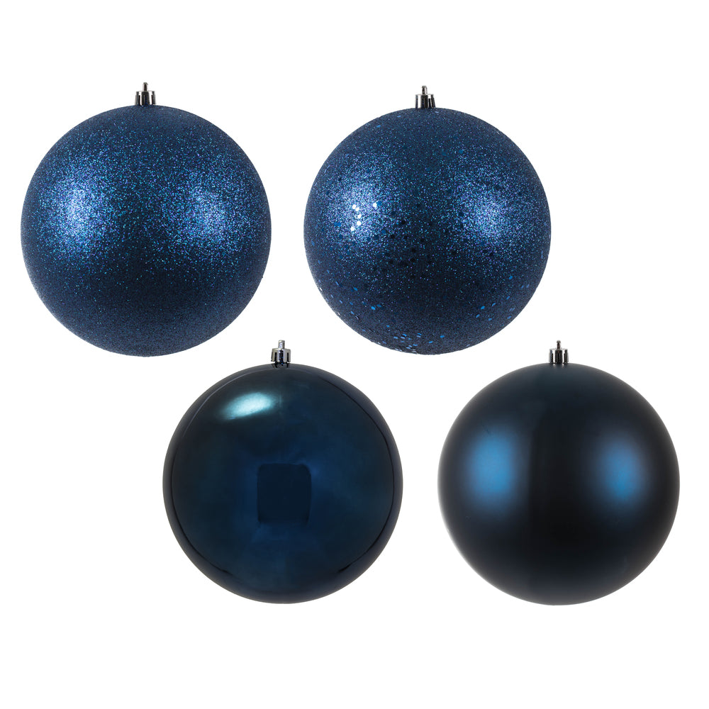 Vickerman 6” Midnt Blue 4 Finish Ball Orn 4/Box - N591531BX