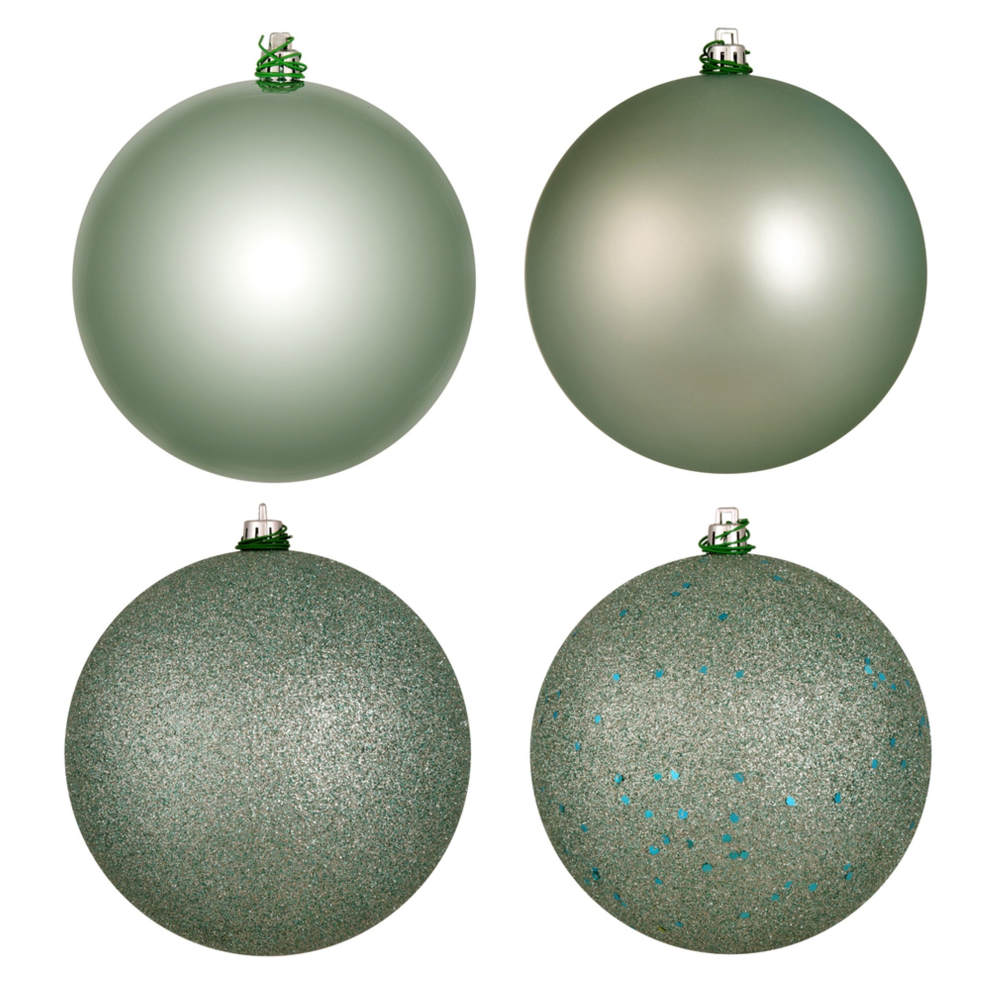 6” Frosty Mint 4-Finish Ball Asst 4/Bg