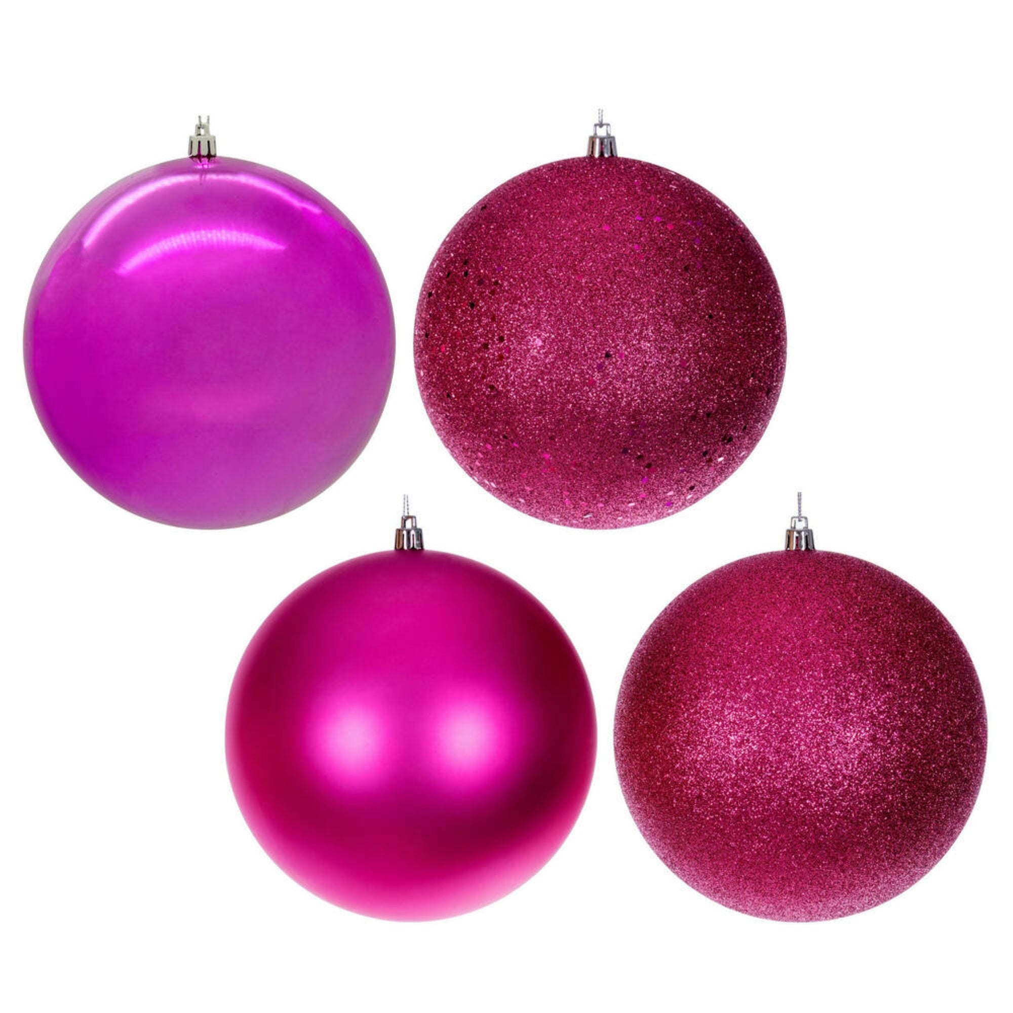 6” Hot Pink 4 Finish Ball Orn Box of 4