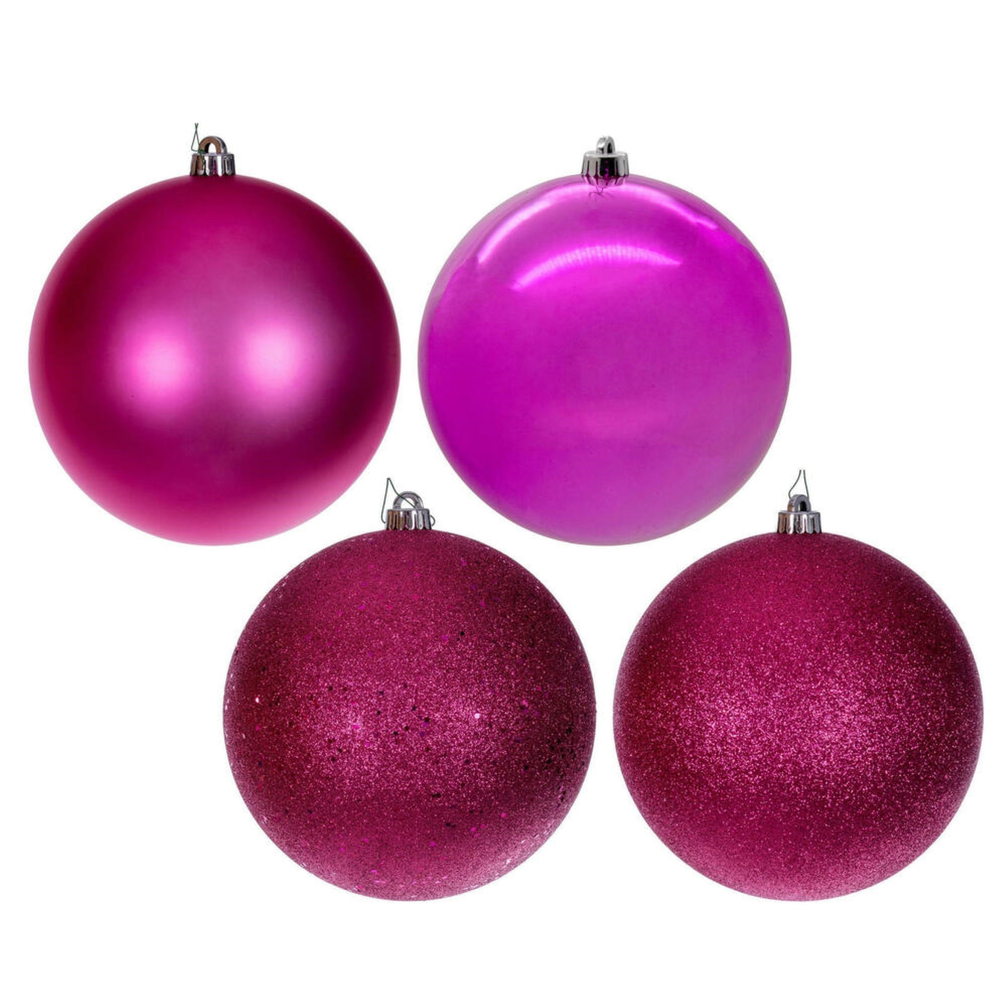 6″ Hot Pink 4 Finish Ball Asst 4/Bag