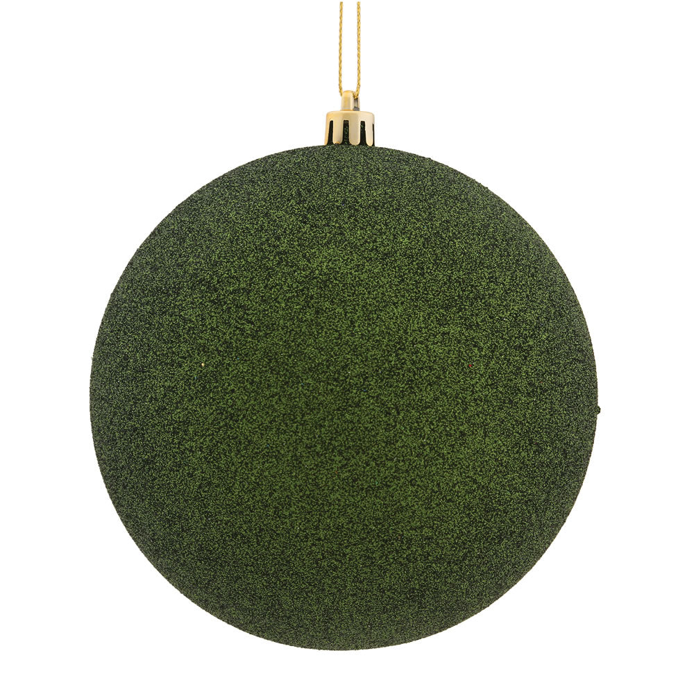Vickerman 6” Moss Green Glitter Ball Drilled 4/Bag - N591564DG