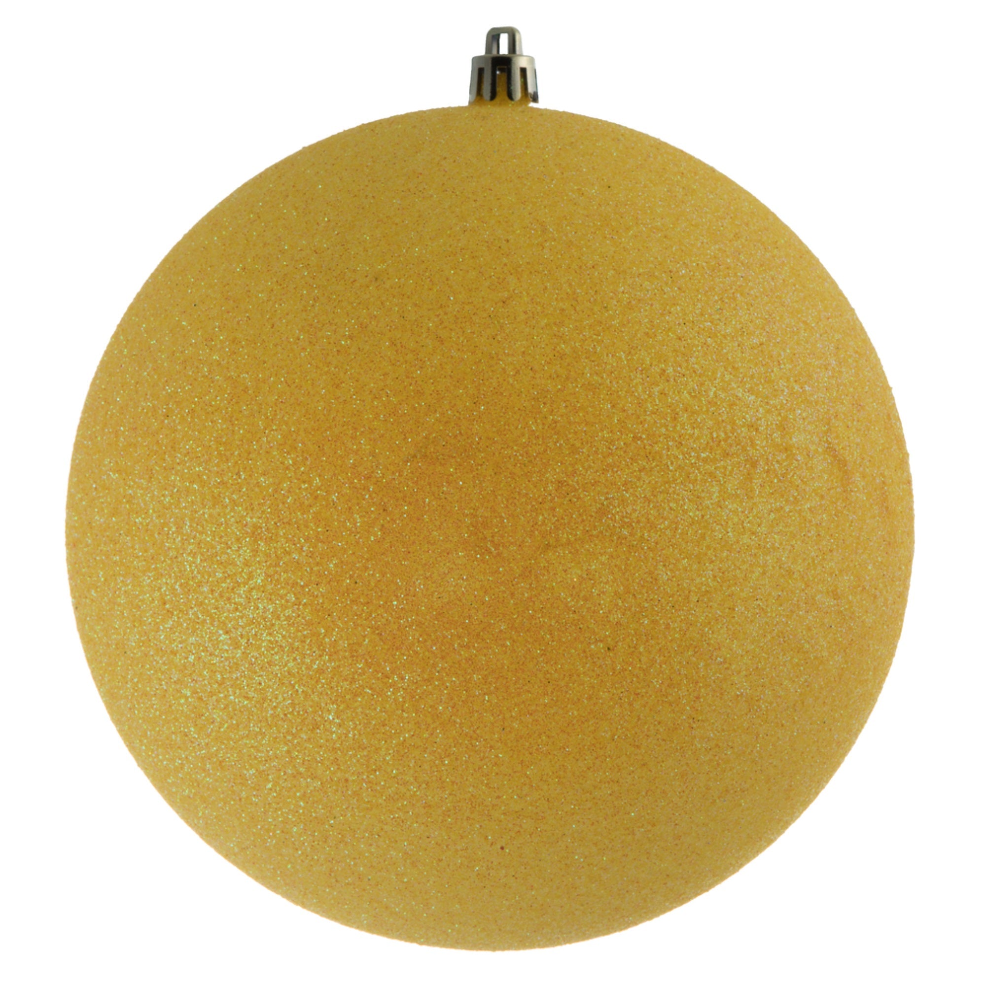 6” Yellow Glitter Ball Drilled 4/Bag