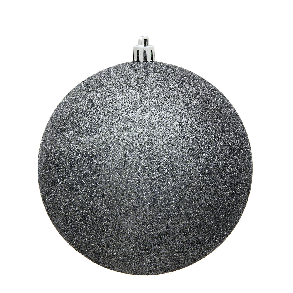 Vickerman 6” Pewter Glitter Ball Drilled 4/Bag - N591587DG