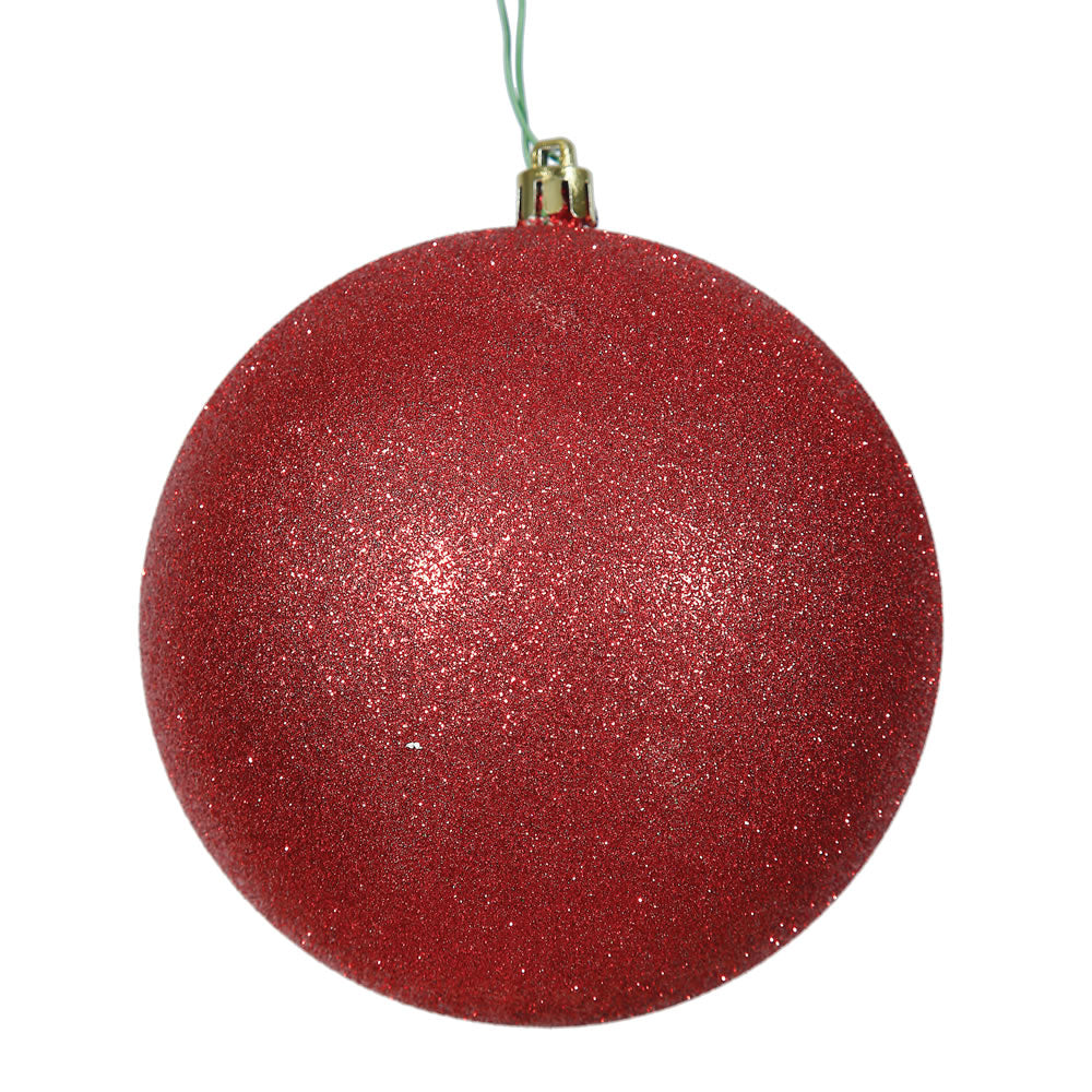 Vickerman 8″ Red Glitter Ball Drilled Cap - N592003DG