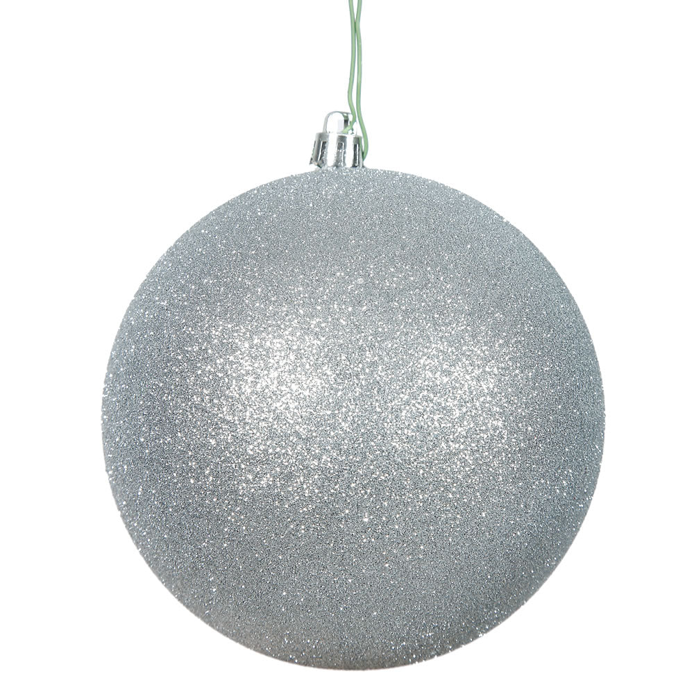 Vickerman 8″ Silver Glitter Ball Drilled Cap - N592007DG