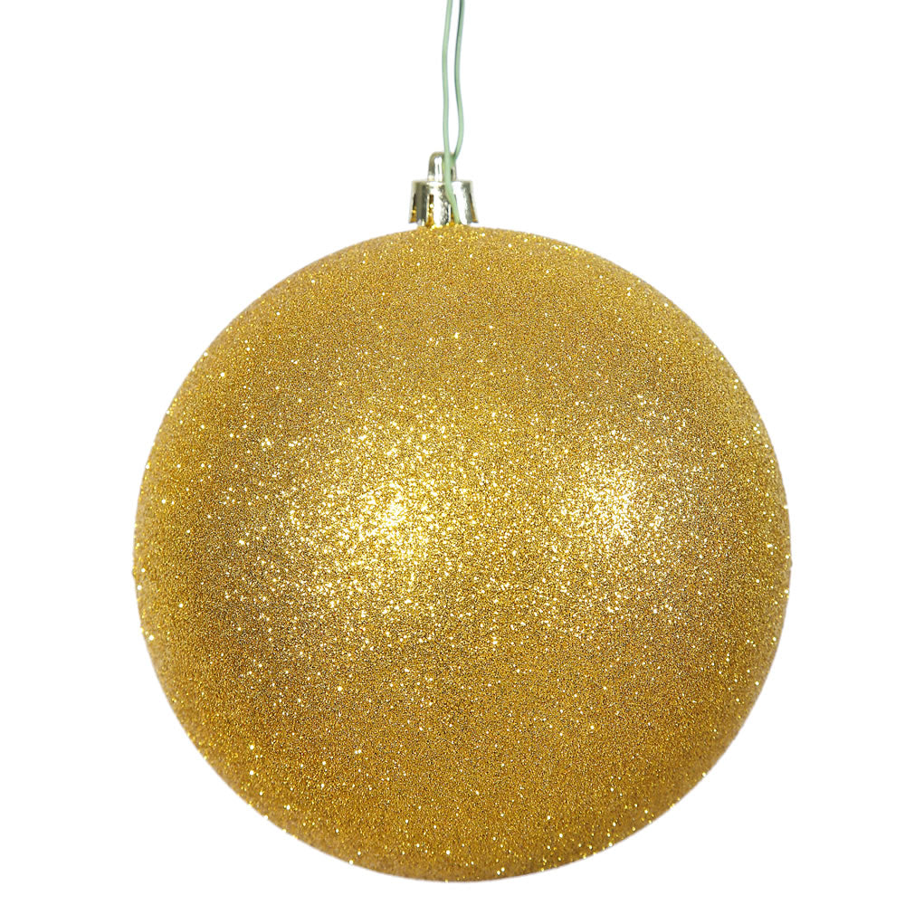 Vickerman 8″ Gold Glitter Ball Drilled Cap - N592008DG