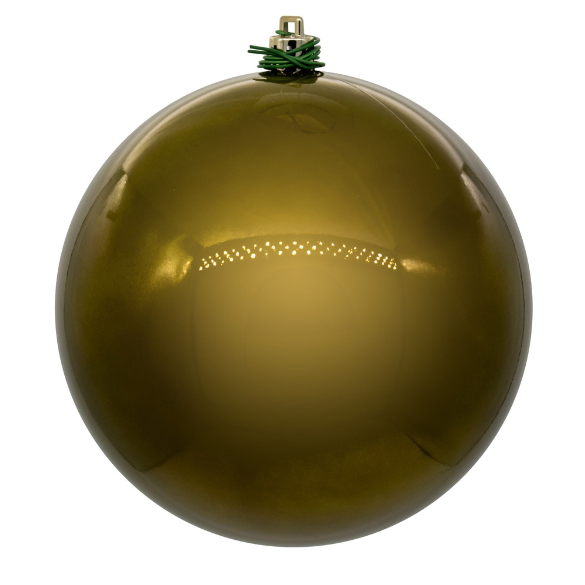 Vickerman 8″ Olive Pearl UV Drilled Ball Ornament 1 per bag.