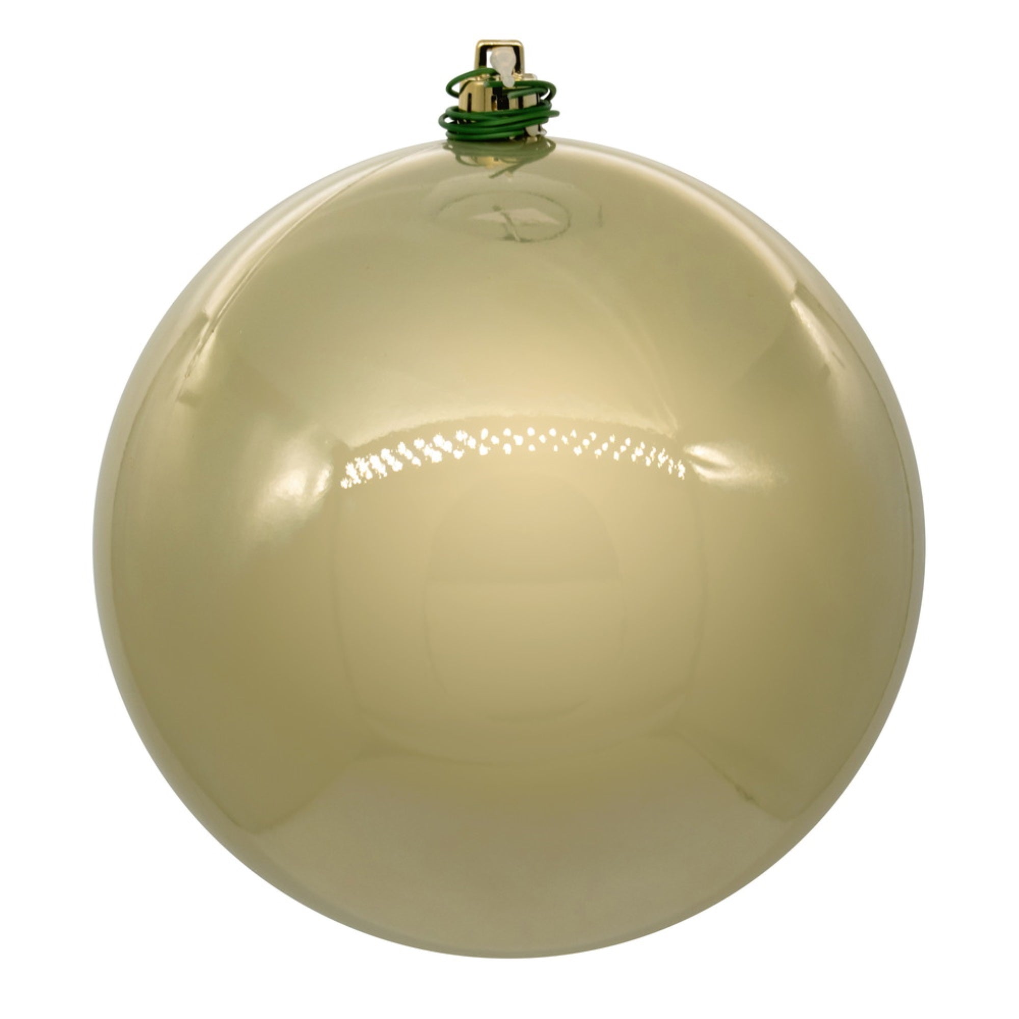Vickerman 8″ Champagne Pearl UV Drilled Ball Ornament 1 per bag.
