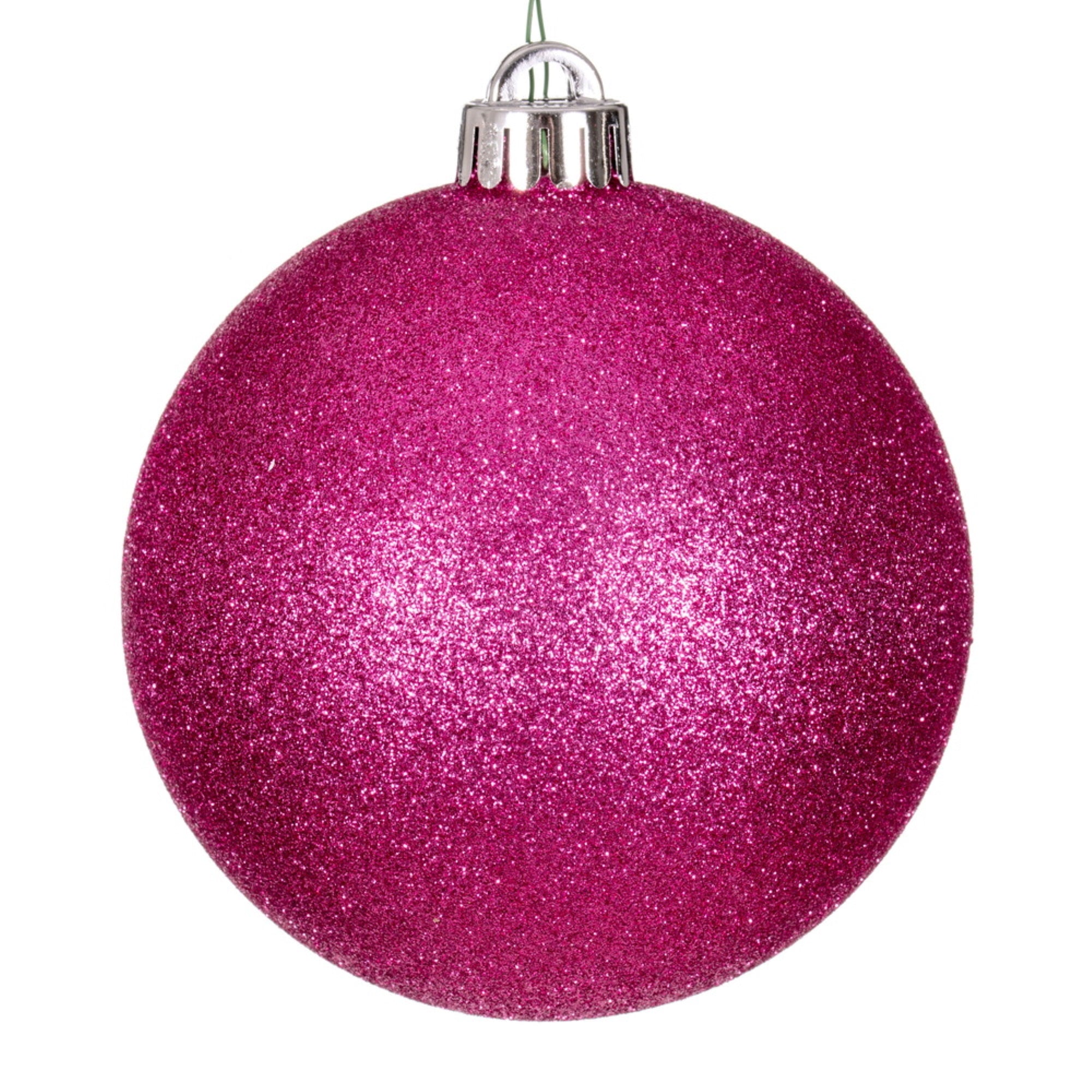 8” Hot Pink Glitter Ball Drilled Cap
