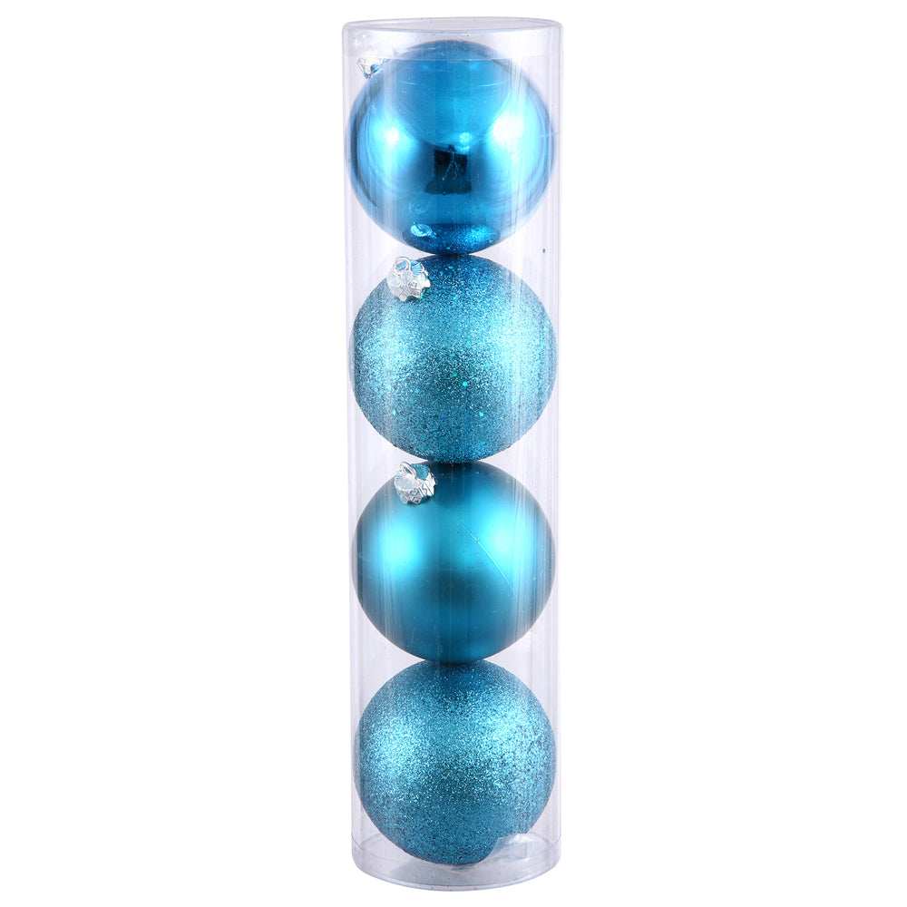 Vickerman 10” Turquois 4 Fin Ball Ast Drilled 4/Bg - N592512DA