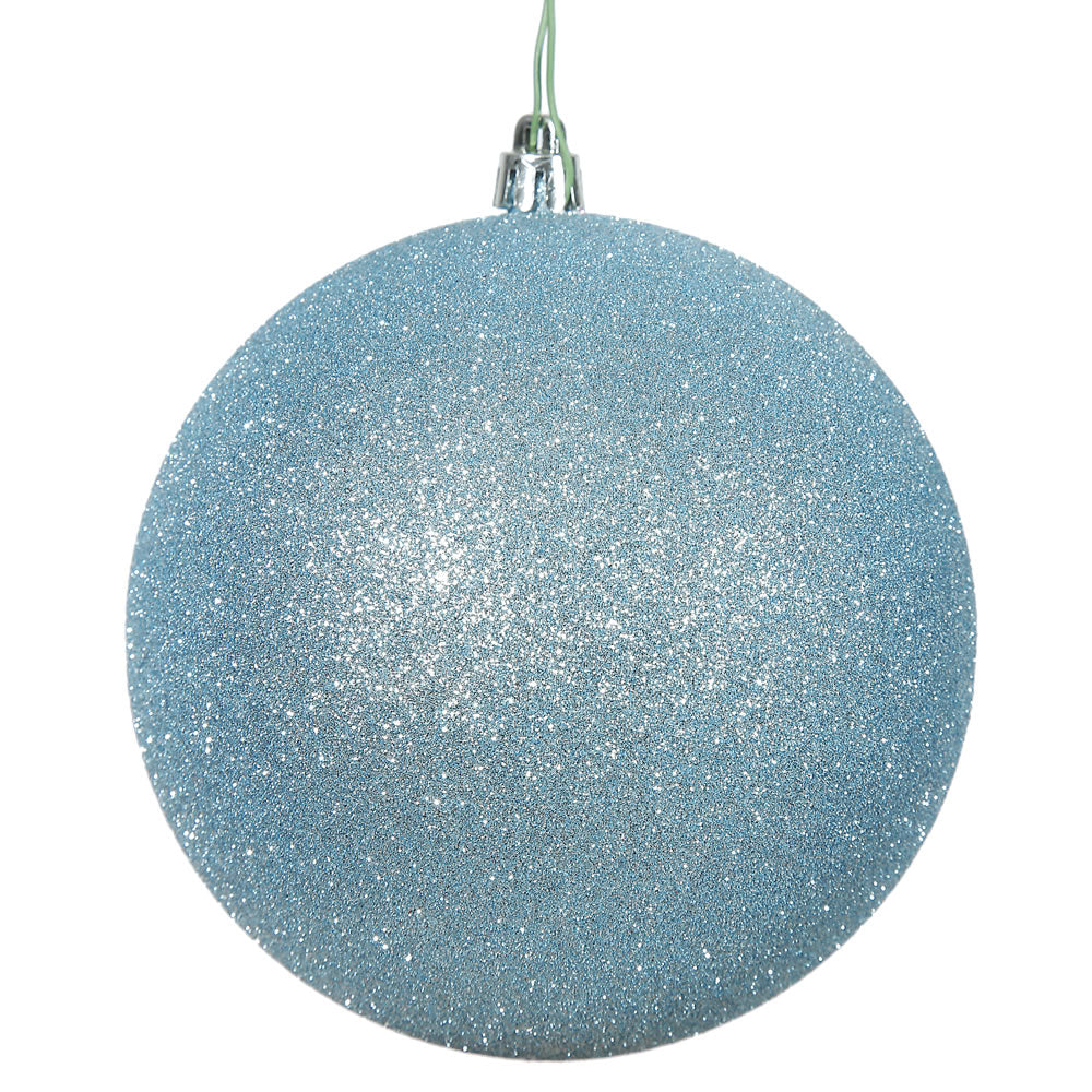 Vickerman 10″ Baby Blue Glitter Ball Drilled Cap - N592532DG