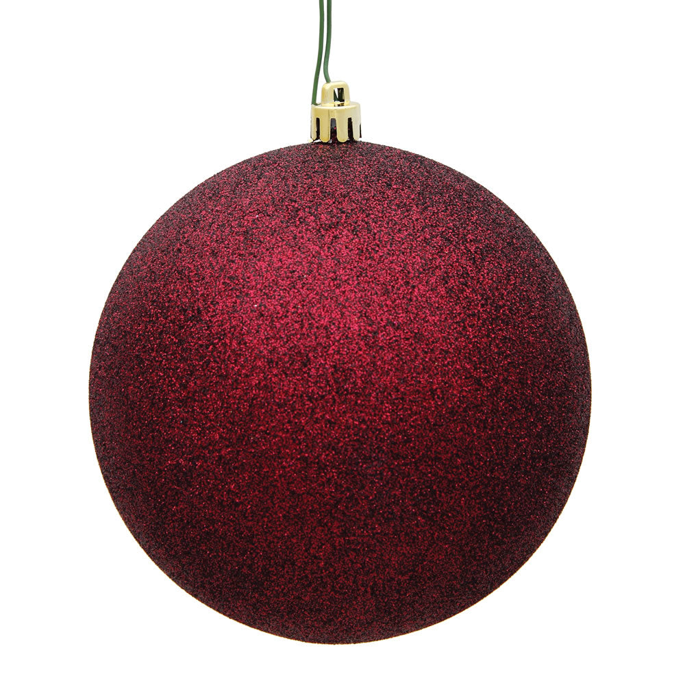 Vickerman 10” Burgundy Glitter Ball Drilled Cap - N592565DG