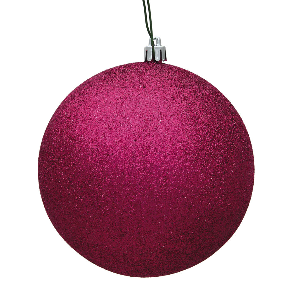 Vickerman 10” Fuchsia Glitter Ball Drilled Cap - N592570DG