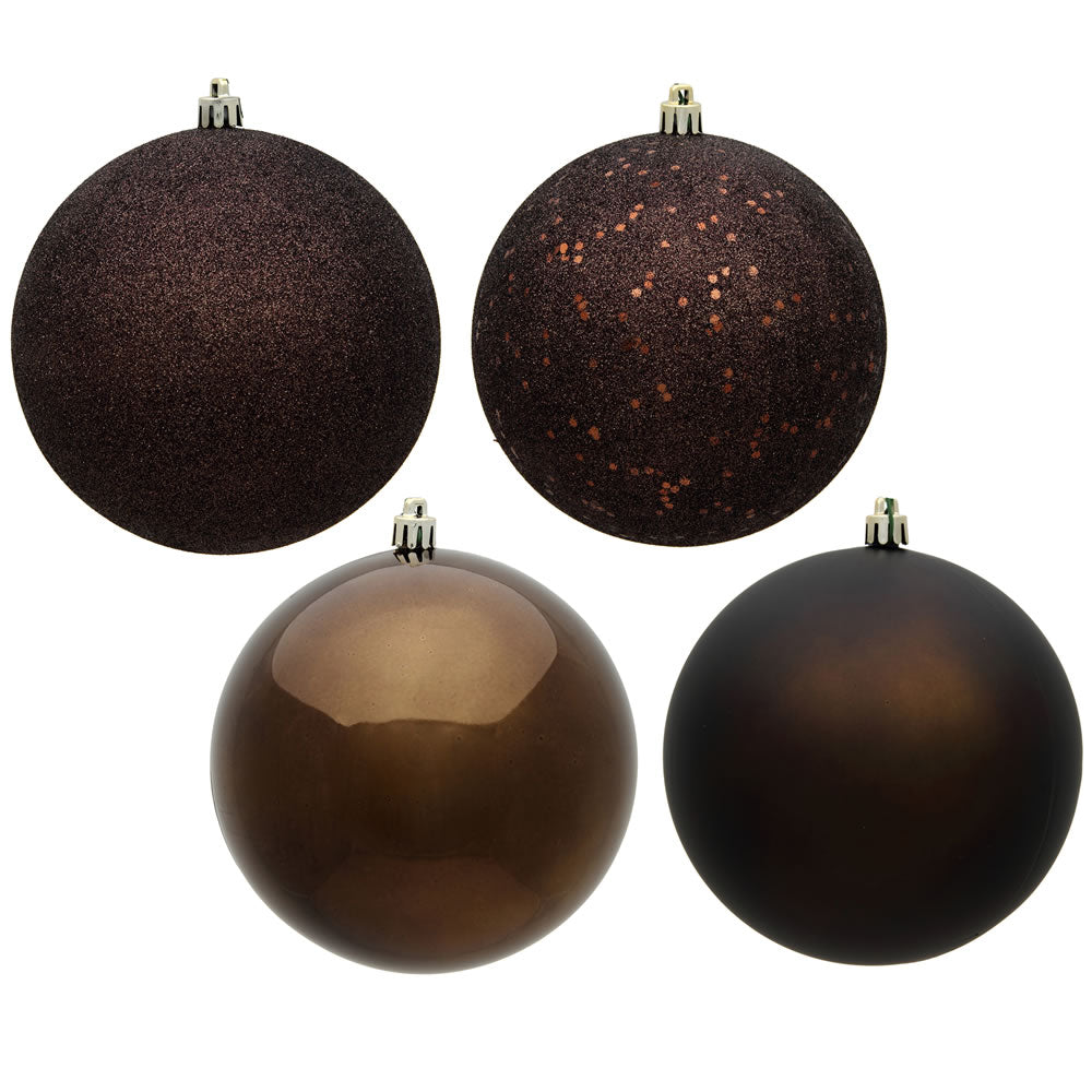 Vickerman 10” Chocolate Ball 4 Finish Asst 4/Bag - N592575DA