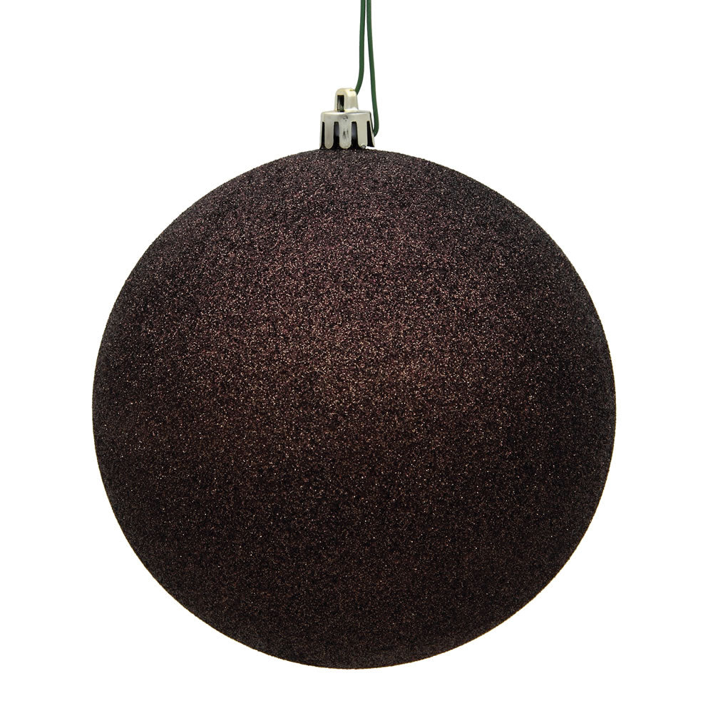 Vickerman 10” Chocolate Glitter Ball Drilled Cap - N592575DG