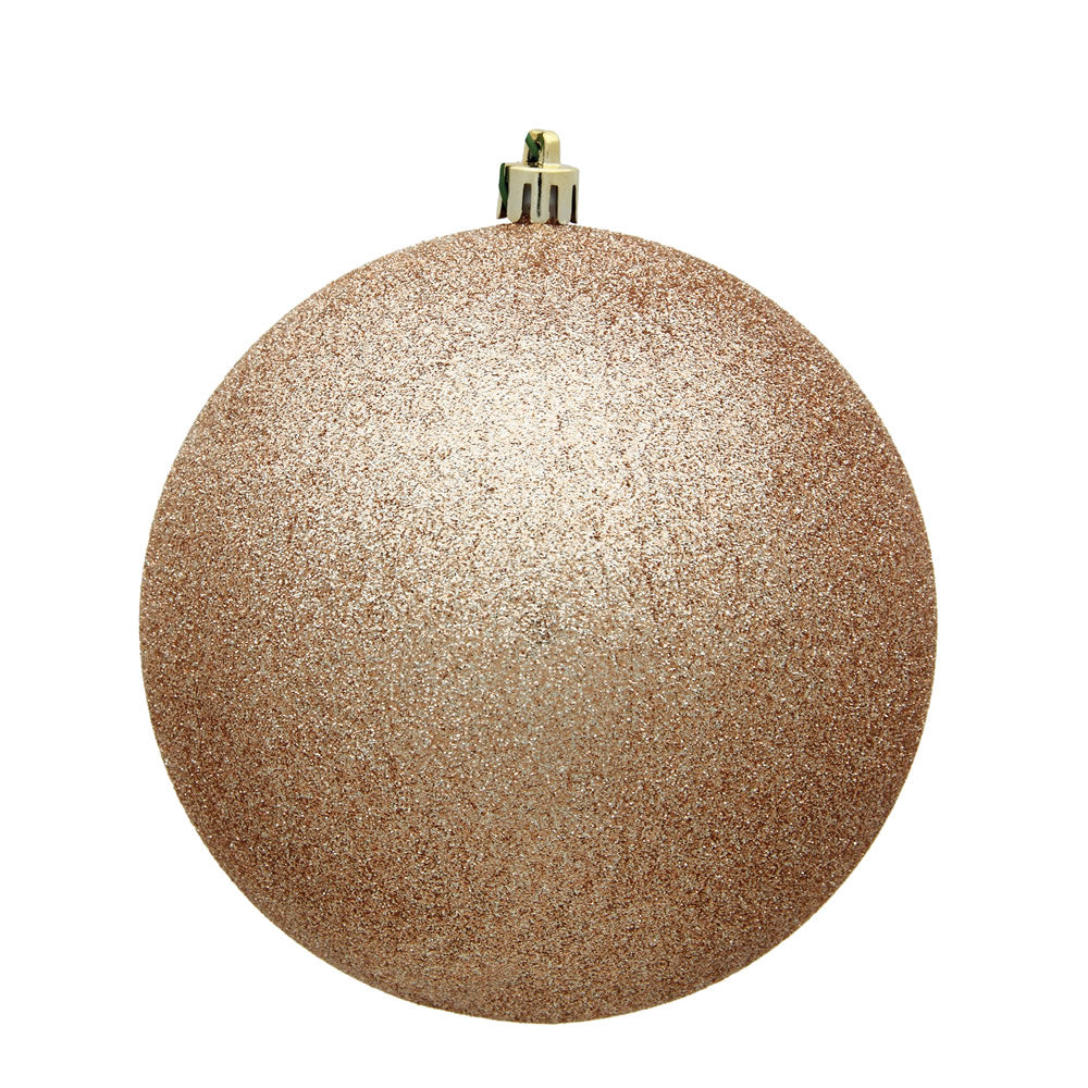 Vickerman 10” Cafe Latte Glitter Ball Drilled Cap - N592580DG