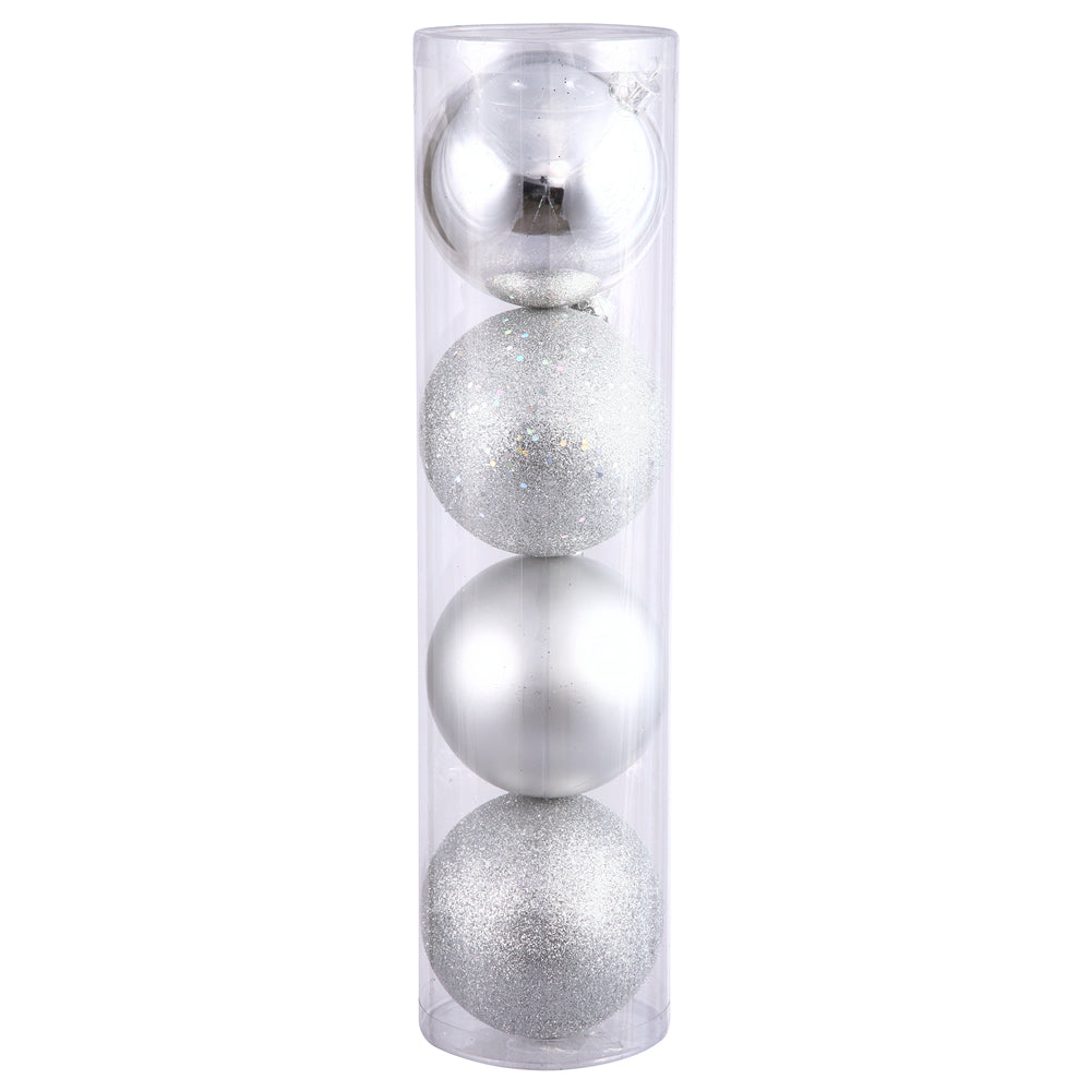 Vickerman 12″ Silver 4 Fin Ball Asst Drilled 4/Bg - N593007DA