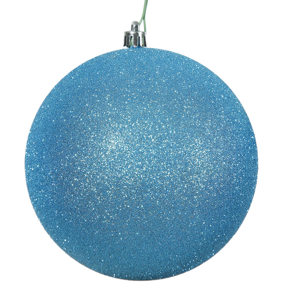 Vickerman 12″ Turquoise Glitter Ball Drilled Cap - N593012DG