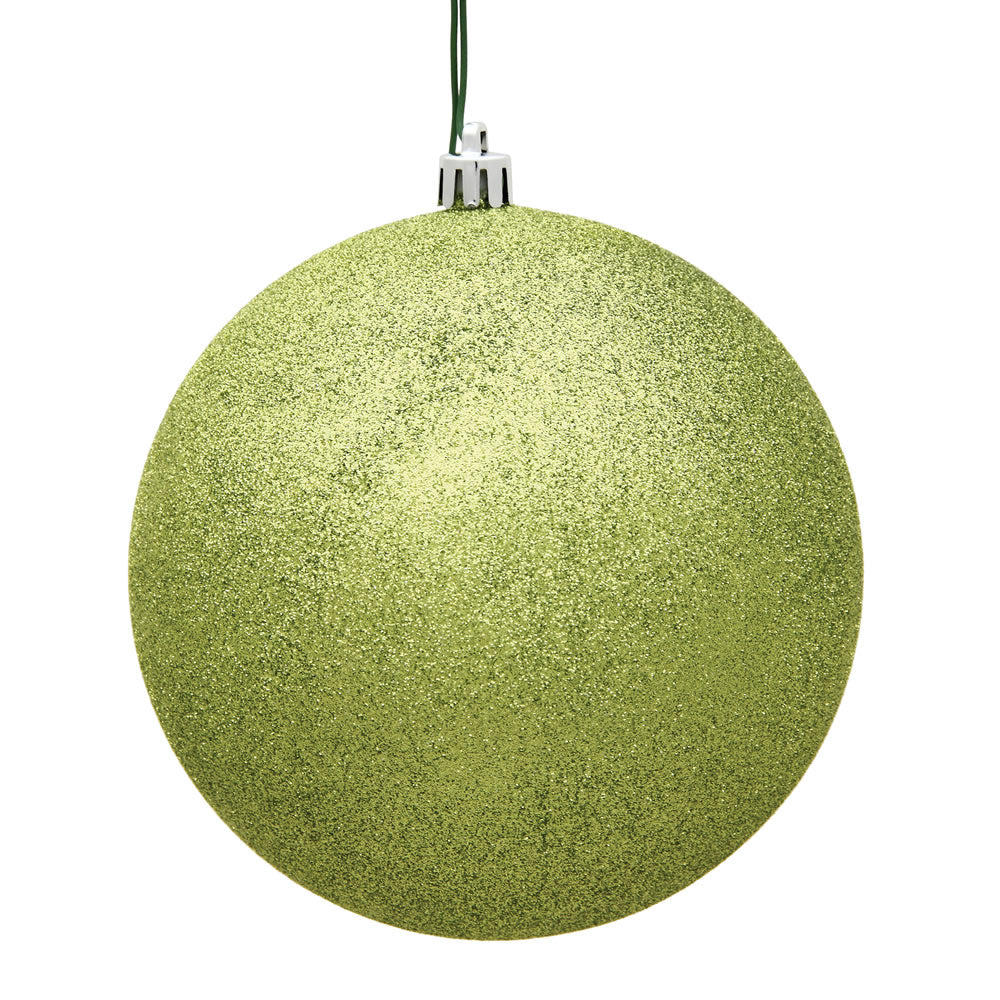 Vickerman 12” Lime Glitter Ball Drilled Cap - N593073DG